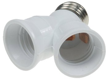 E27-Fassung "Duo", Y-Adapter, Kunststoff, auf 2x E27-Schraubfassungen