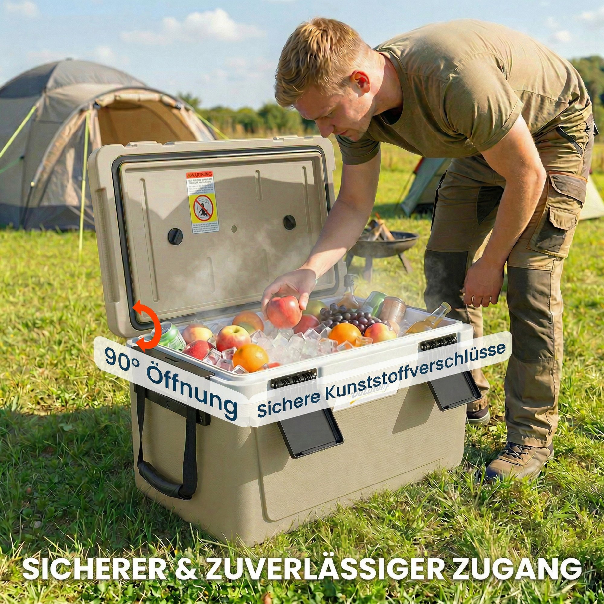 Kühlbox 42,6L Große Passive Thermobox bis zu 72 Std. Kühlung, mit PU-Vollschaumisolierung Ablassventil Griff, Tragbar