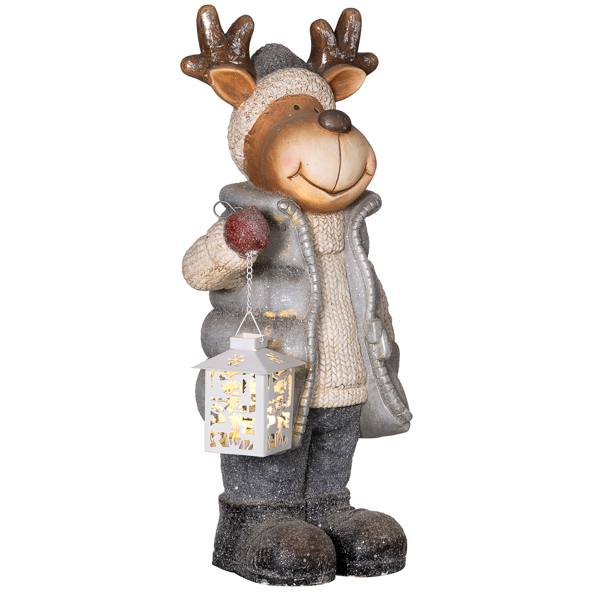 Weihnachtsdeko, Rentier mit Laterne, LED, batteriebetrieben, 25,5 x 19,5 x 52 cm Weihnachtsdeko, Rentier mit Laterne, LED, batteriebetrieben, 25,5 x 19,5 x 52 cm