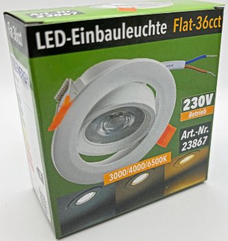 LED-Einbauleuchte "Flat-36 CCT" / 5W, 3000/4000/6500K, schwenkbar