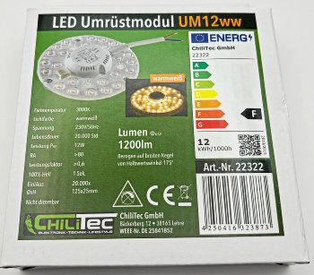 LED Umrüstmodul "UM12ww" für Leuchten, Ø125mm, 12W, 1200lm, 3000K, Magnethalter