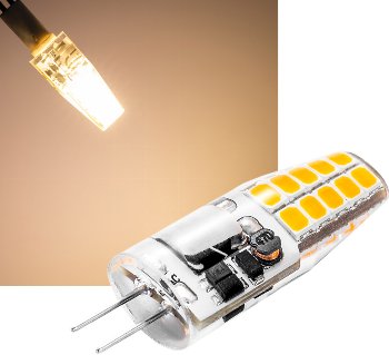 LED Stiftsockellampe G4 "Silikon W2", 3000k, 200lm, 300°, 12V/2W, warmweiß