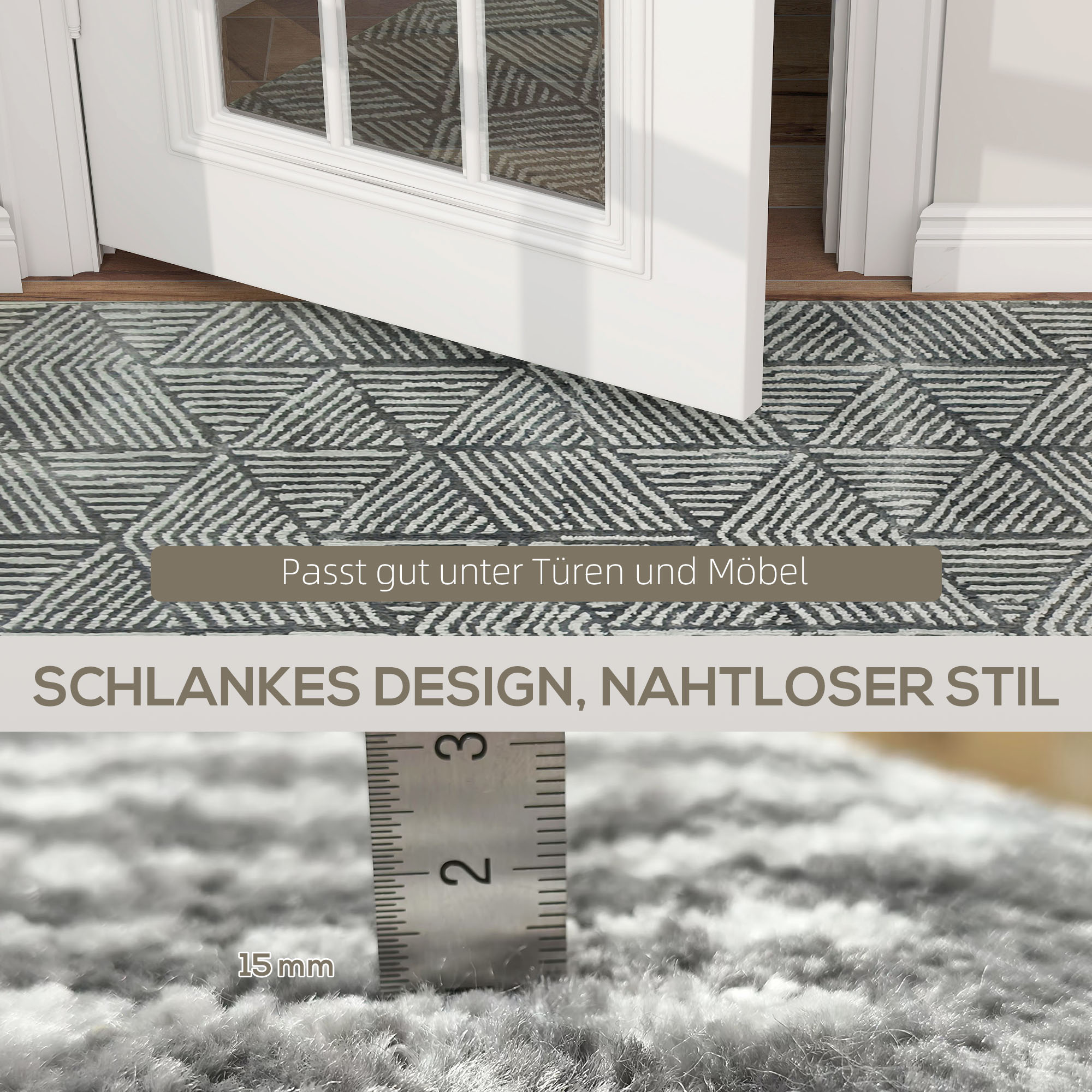 Teppich Wohnzimmerteppich im Modern Stil, waschbar Flächenteppich 150 x 80 cm Dunkelgrau