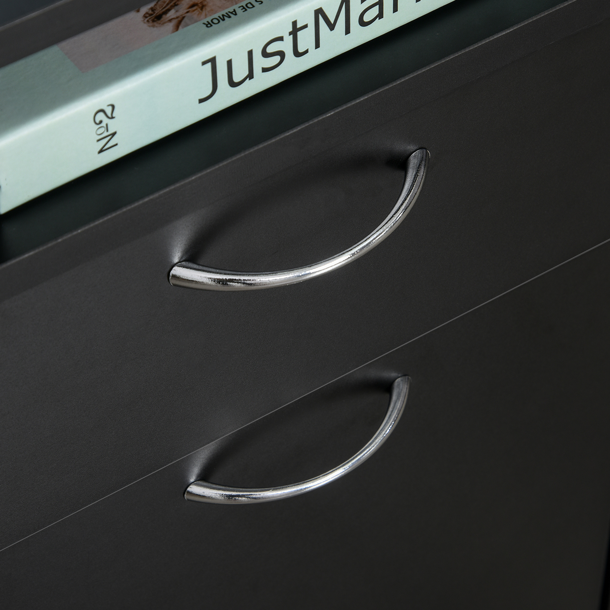 Rollcontainer Schubladencontainer Container, 1 Fach, 1 Regal, 1 Schublade, 40 cm x 3 cm x 60 cm, Schwarz