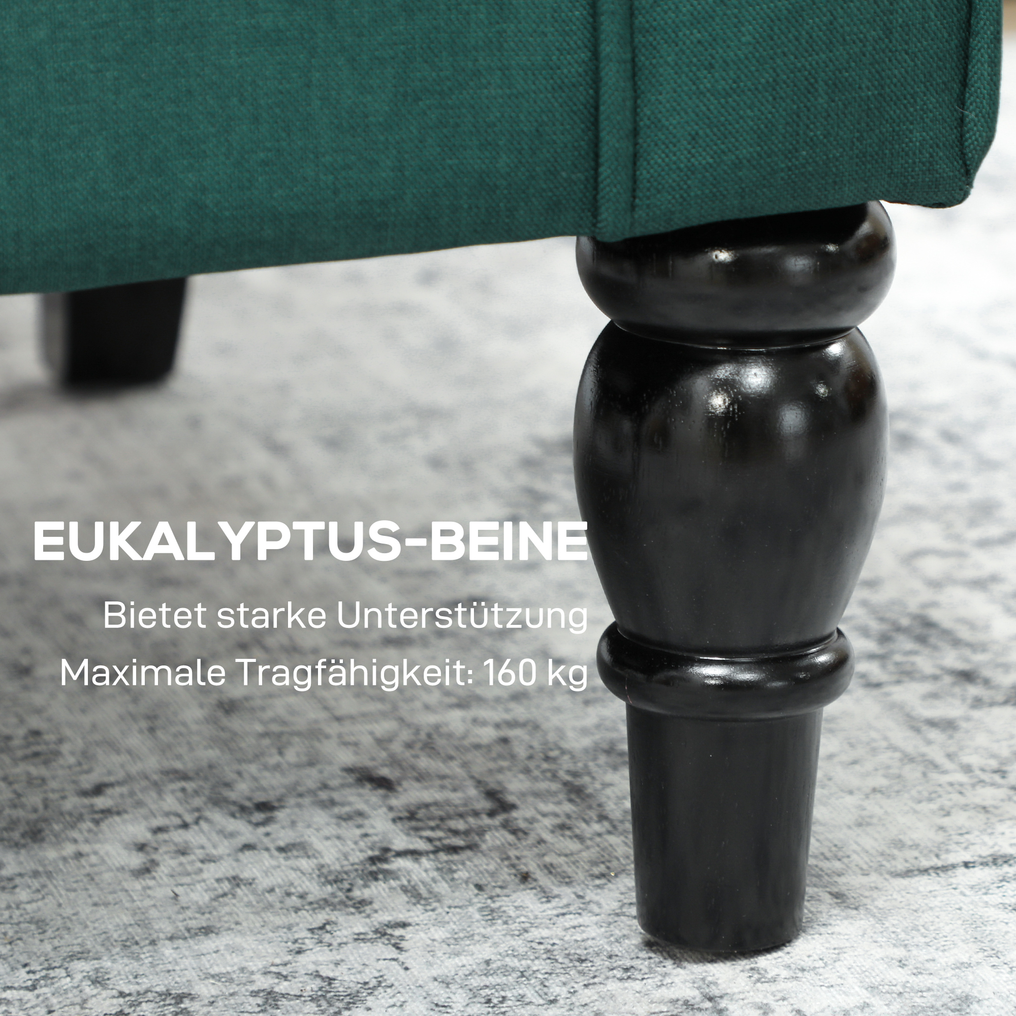 Eleganter Ohrensessel, dick gepolstert, abnehmbarer Bezug, 74 x 86 x 102 cm, Dunkelgrün