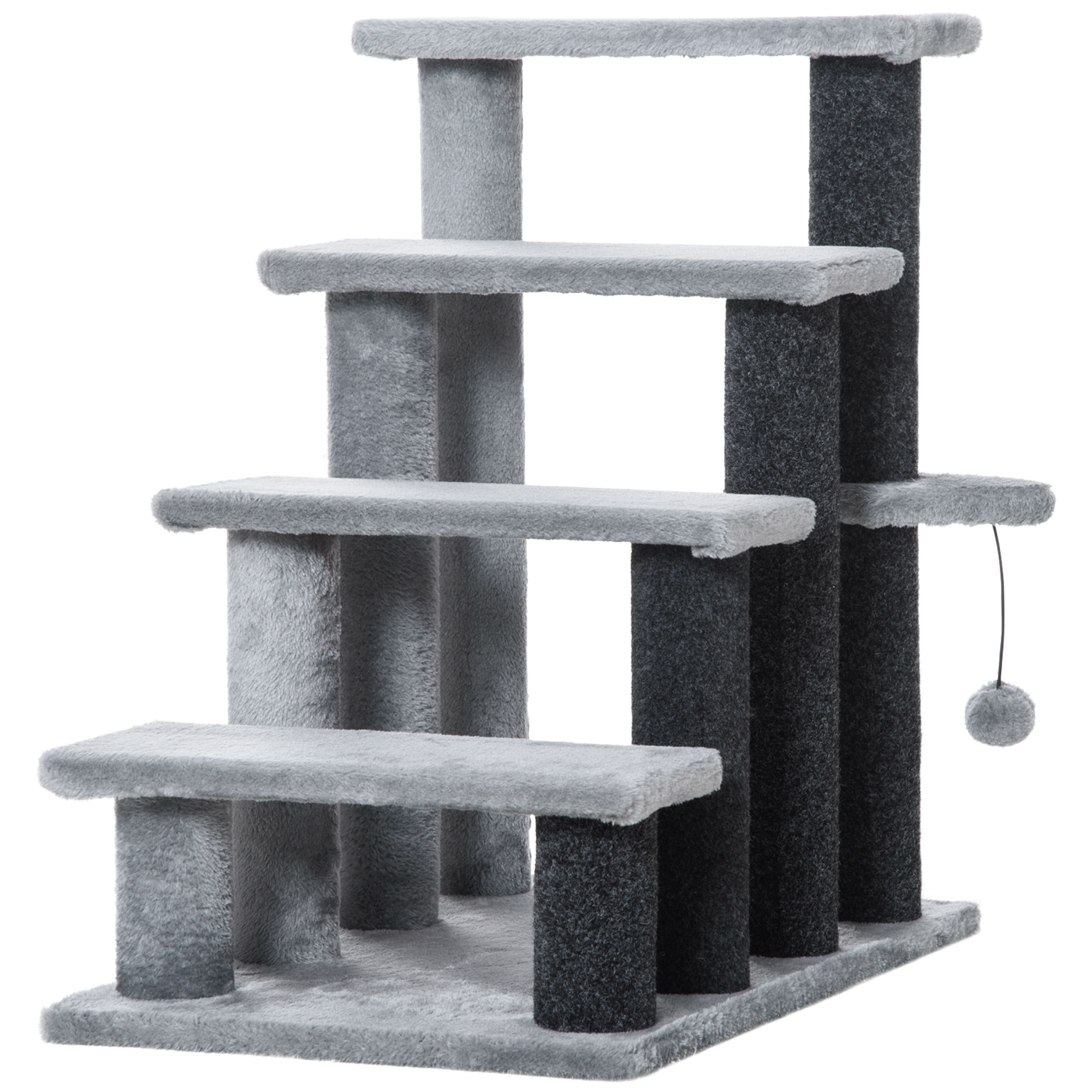 Katzentreppe 4-stufige Haustiertreppe mit Kratzsäulen Ball Hundetreppe Tiertreppe für Katzen bis 5 kg Plüsch Jute Grau 60 x 40 x 64 cm Katzentreppe 4-stufige Haustiertreppe mit Kratzsäulen Ball Hundetreppe Tiertreppe für Katzen bis 5 kg Plüsch Jute Grau 60 x 40 x 64 cm