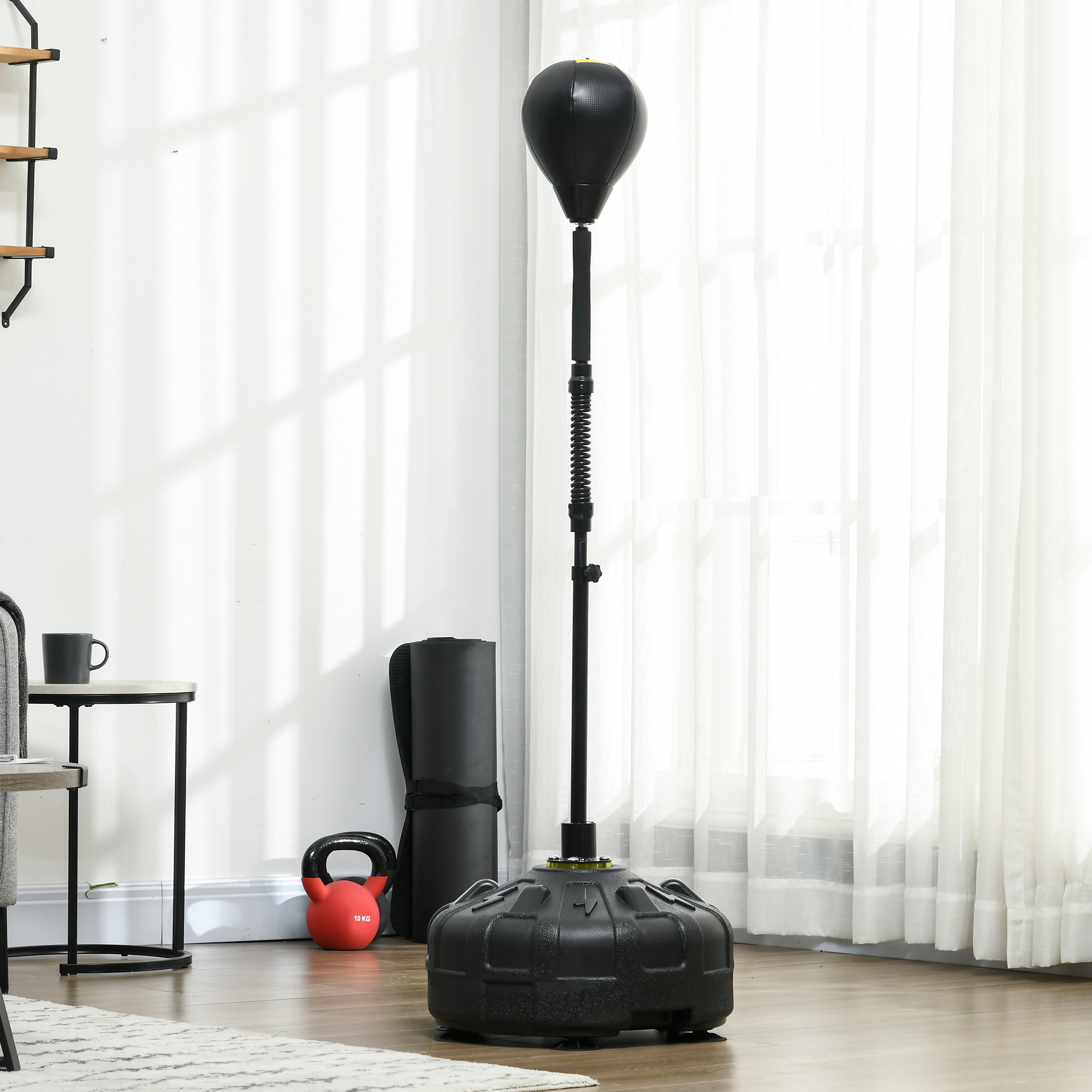 Punchingball, Boxständer, höhenverstellbar 145-180 cm, befüllbare Basis, Schwarz