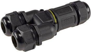 Kabelverbinder Y-Form, IP68, 450V/24A, Schraubanschluss, für Kabel Ø 8-12mm Kabelverbinder Y-Form, IP68, 450V/24A, Schraubanschluss, für Kabel Ø 8-12mm