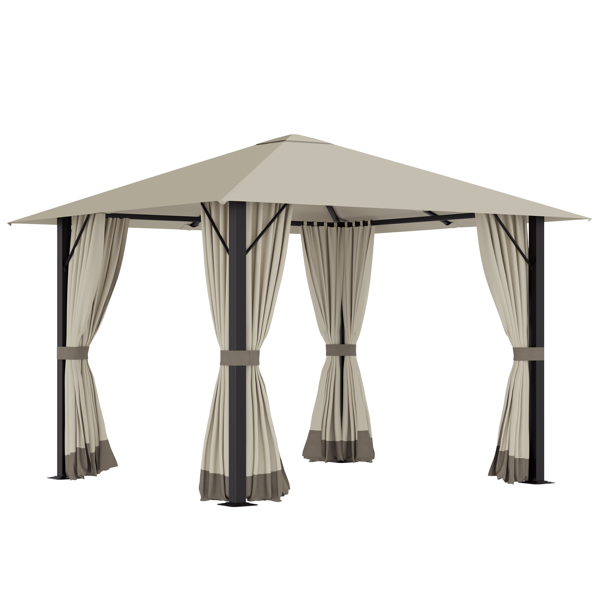 Gartenpavillon Pavillon 3 x 3 m Gartenzelt Dach mit Belüftungslöcher Festzelt Partyzelt mit 4 x Seitenteile wetterfest Aluminium Polyester khaki Gartenpavillon Pavillon 3 x 3 m Gartenzelt Dach mit Belüftungslöcher Festzelt Partyzelt mit 4 x Seitenteile wetterfest Aluminium Polyester khaki