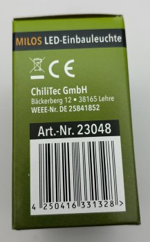 MILOS LED-Einbauleuchte "COB" Anthrazit / 80x80mm, 3000k, warmweiß, 55Lumen
