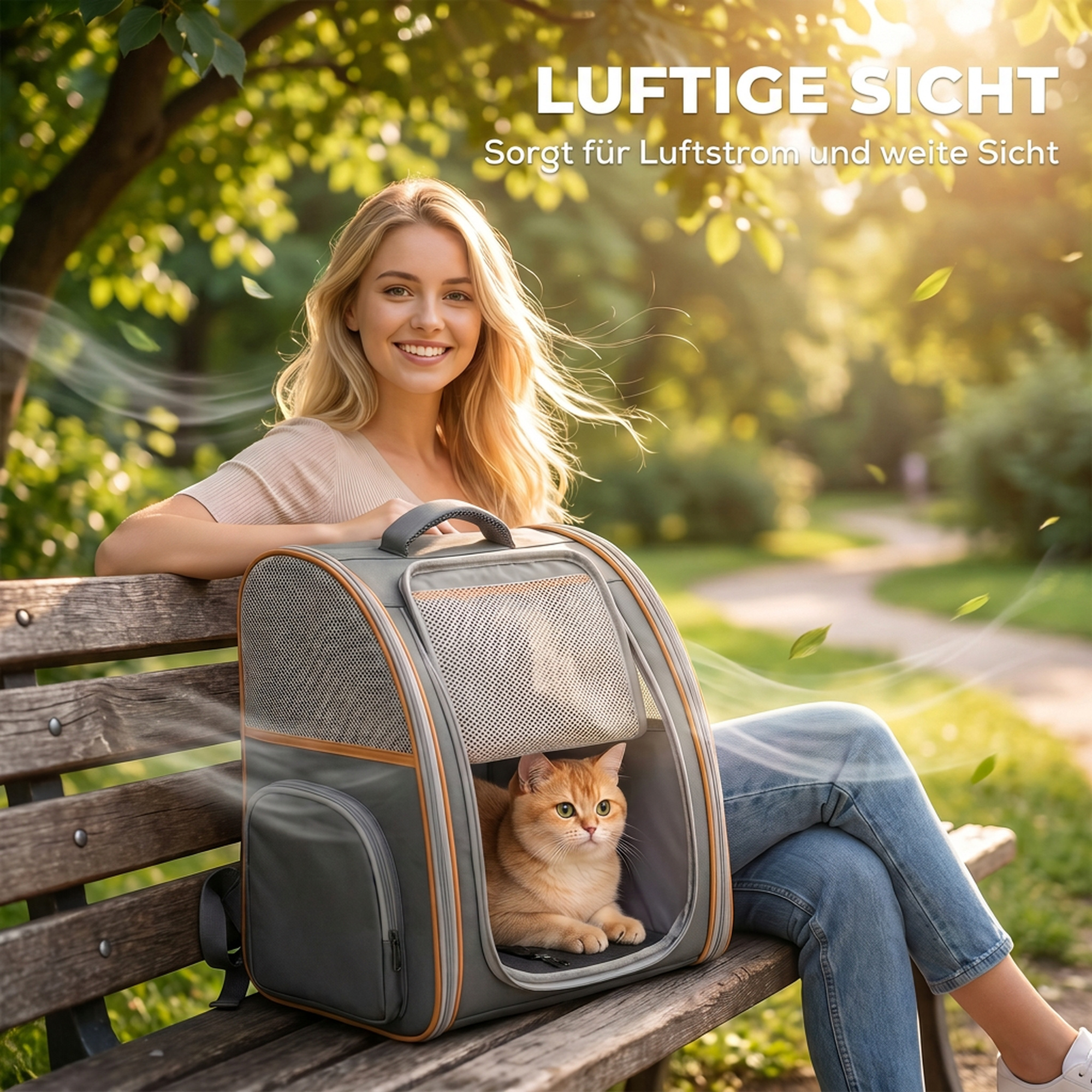 Hunderucksack Klappbar Katzenrucksack mit Netzfenster Seitentaschen herausnehmbare Boden bis 5 kg Grau