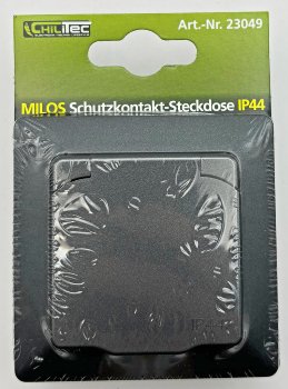MILOS Schutzkontakt-Steckdose IP44 / 250V~/ 16A, inkl. Rahmen, UP, Anthrazit
