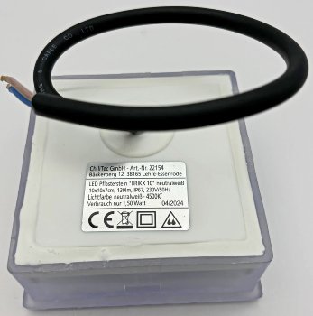 LED Pflasterstein "BRIKX 10" neutralweiß / 10x10x7cm, 130lm, IP67, 230V