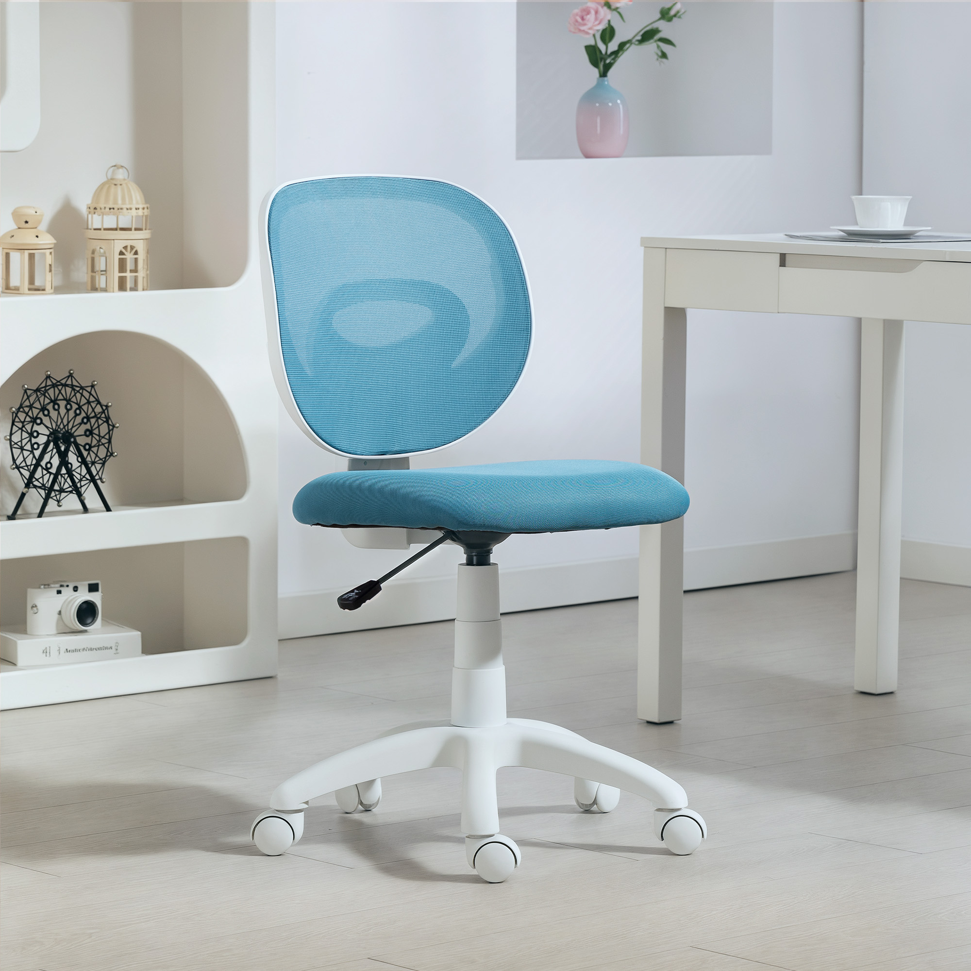 Bürostuhl Ergonomischer Schreibtischstuhl mit C-förmiger Rückenstütze, Höhenverstellbar Blau