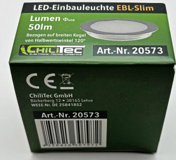 LED Einbauleuchte "EBL Slim WW", IP67,1W, 50lm, Alu matt, warmweiß, Ø55mm