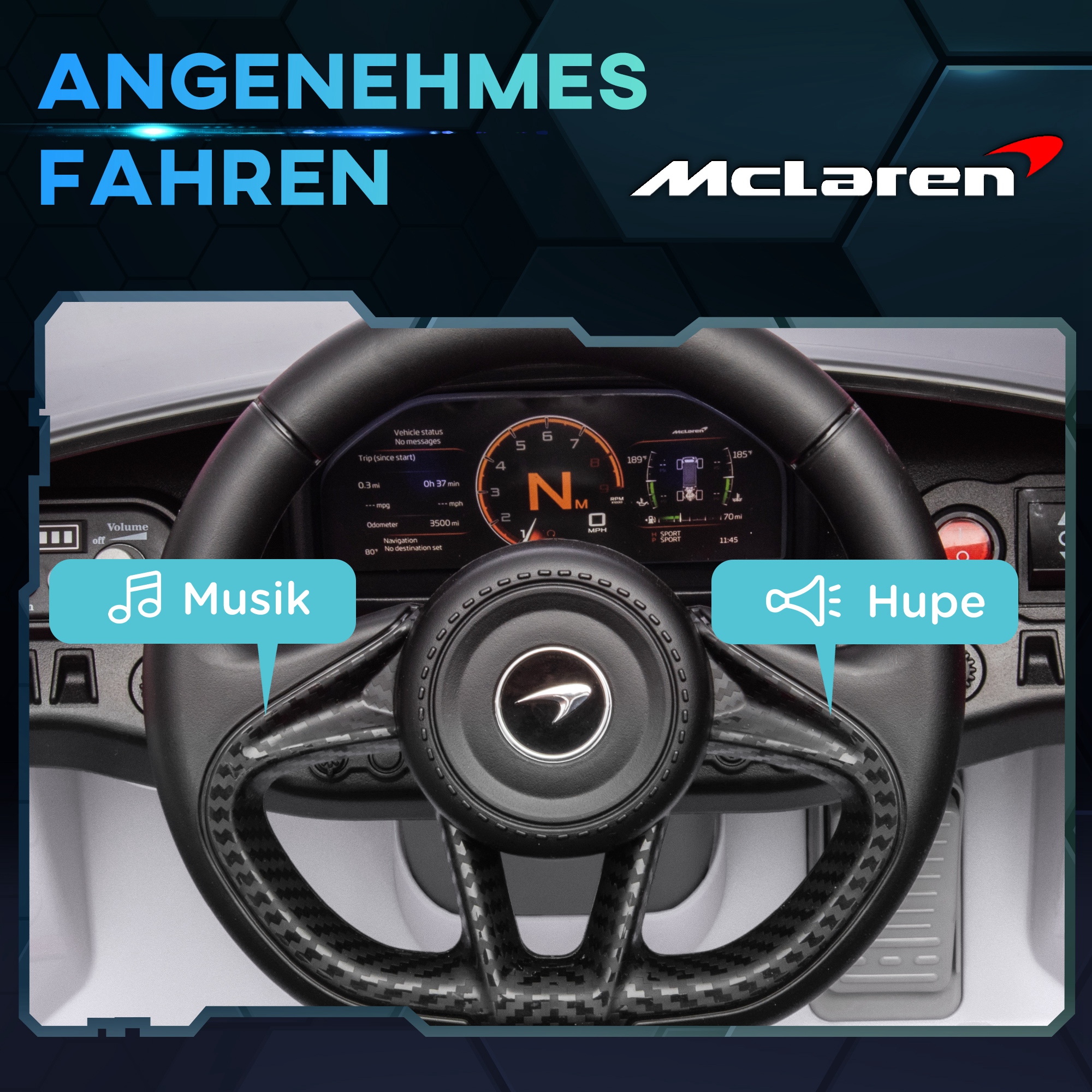 Kinder-Elektroauto mit Flügeltüren, fernsteuerbar, mit sanftem Antrieb und LED-Lichtern, Weiß