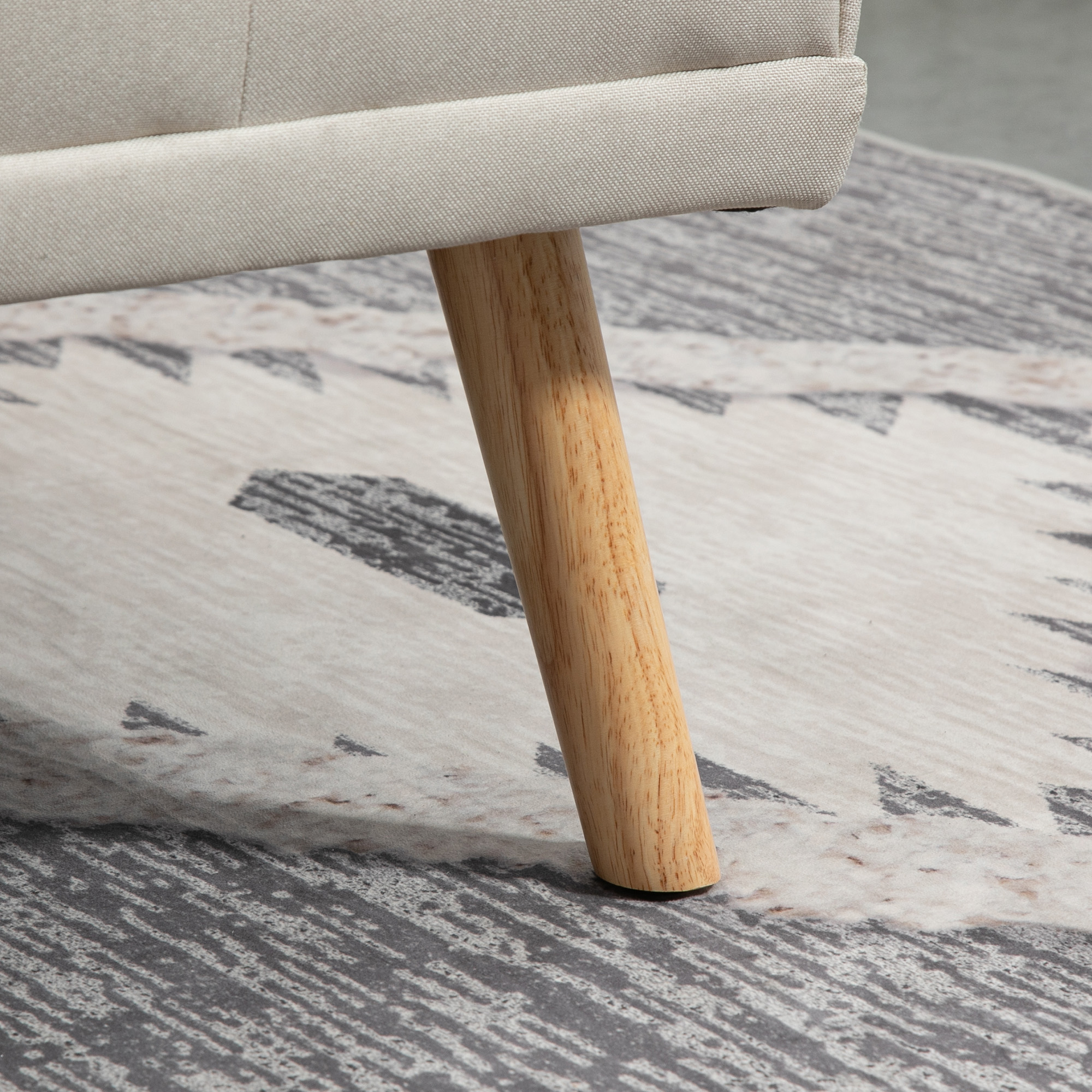 Schlafsofa 3-Sitzer, neigbare Rückenlehne mit Klapptisch, zwei Armpolster, Leinenoptik, beige, 181 x 77 x 78 cm