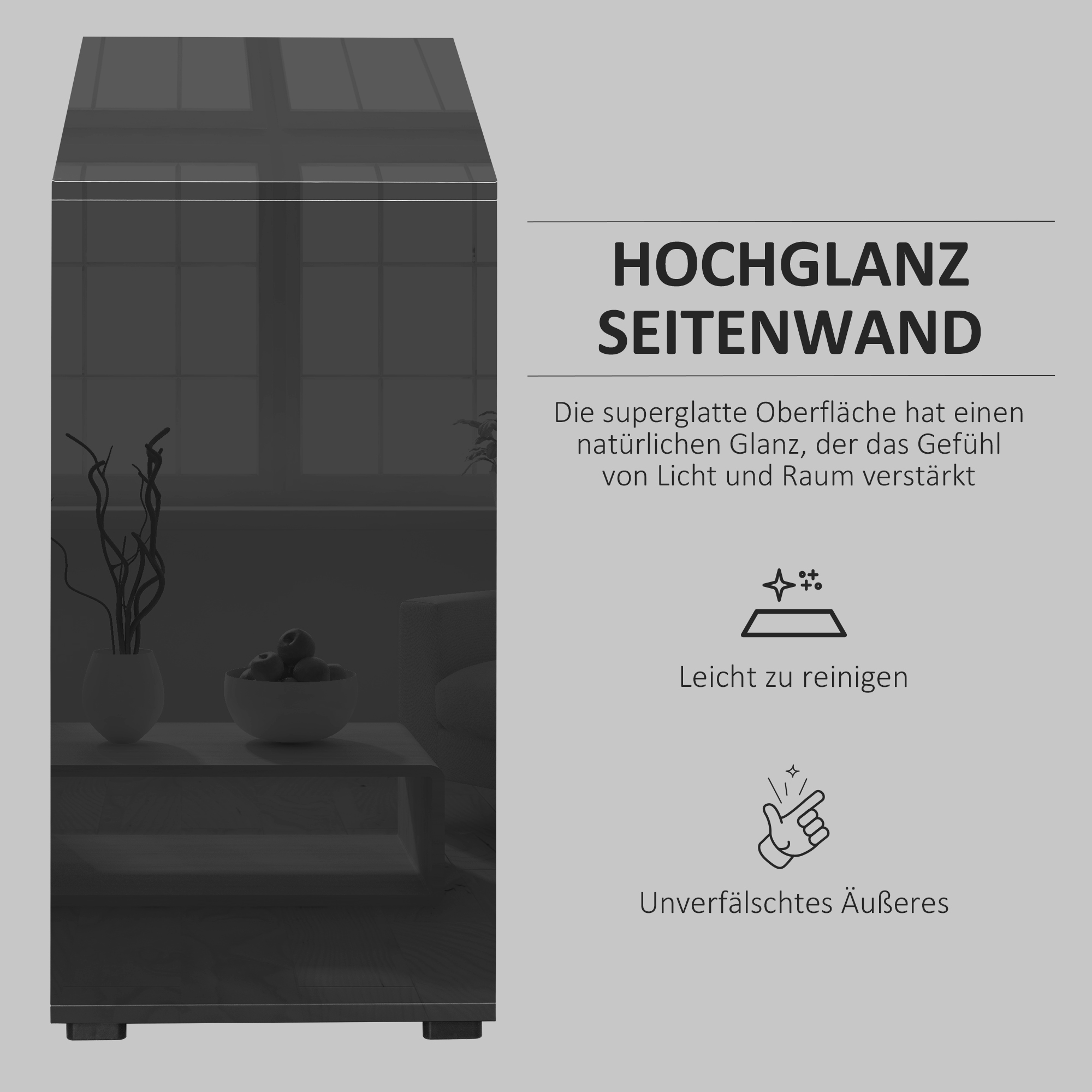 Aufbewahrungsschrank mit 2 Schubladen, 2 Türen, mit Kippschutz, für Wohnzimmer, Schlafzimmer, 79 x 36 x 74 cm, Schwarz