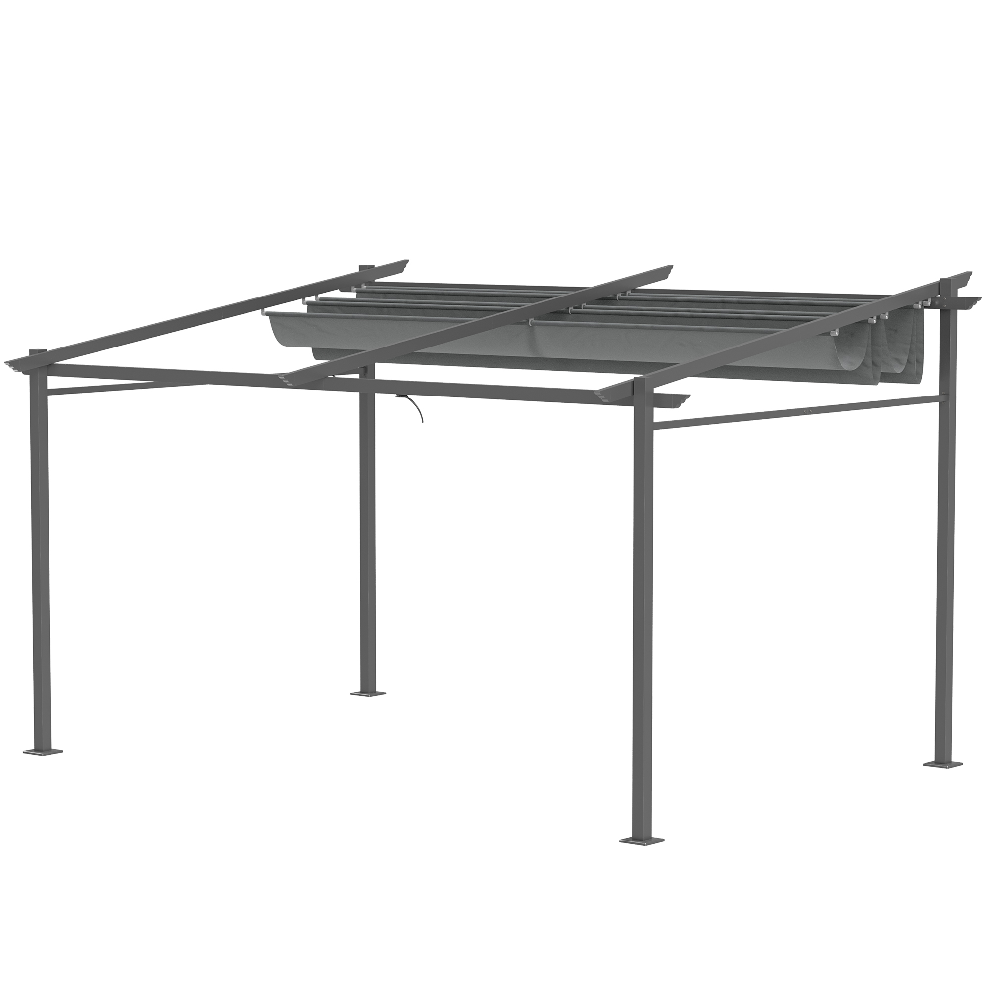 Pergola, inklusive Befestigungsmaterial, ausziehbares Dach, 3,97 m x 2,95 m x 2,3 m, Dunkelgrau Pergola, inklusive Befestigungsmaterial, ausziehbares Dach, 3,97 m x 2,95 m x 2,3 m, Dunkelgrau