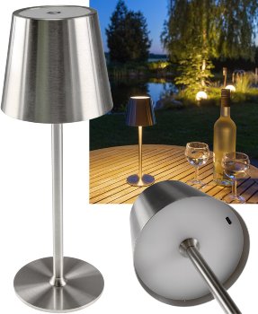 LED Akku-Tischleuchte "Foco Tenda", 2900K, IP44, Touchschalter, 30cm