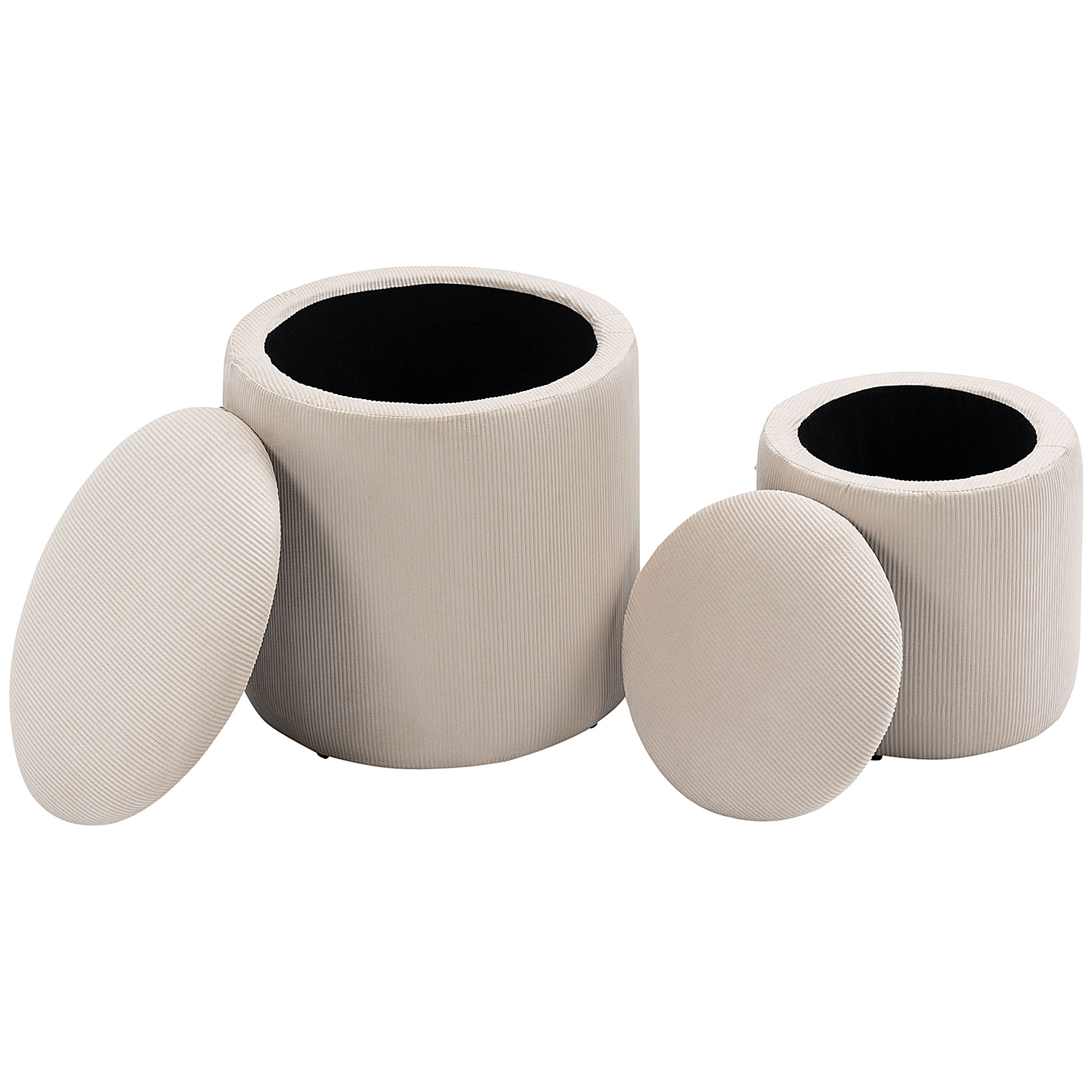 Hocker Ottomane, Zweier-Set, mit Stauraum, weiche Polsterung, Bezug in Cordoptik, Cremeweiß, 40 x 40 x 41cm Hocker Ottomane, Zweier-Set, mit Stauraum, weiche Polsterung, Bezug in Cordoptik, Cremeweiß, 40 x 40 x 41cm