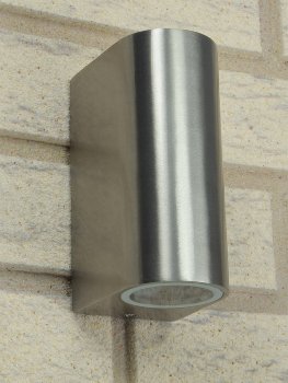 Außen-Wandleuchte "CTW-2", für 2x GU10, IP44, Edelstahl poliert