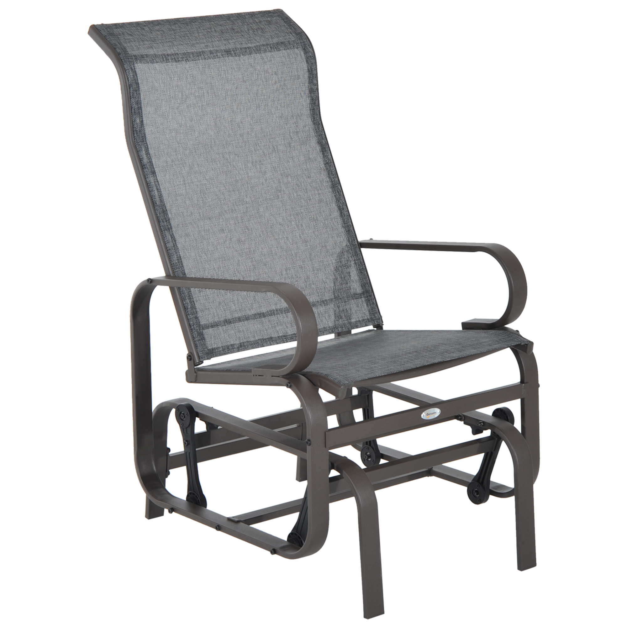 Schaukelstuhl Garten Gartenstuhl Relaxstuhl Gartenschaukel Garten Metall Schaukel Stuhl für Garten Terrasse Balkon Texteline Grau+Braun 60 x 78 x 105 cm