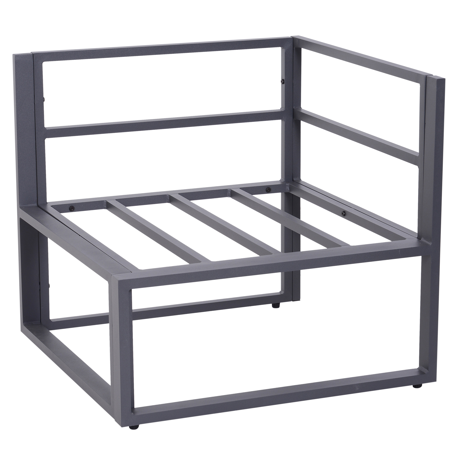 6-tlg. Gartengarnitur Gartenset Gartensofaset Sitzgruppe Gartenmöbel Alu+ Polyester + Hartglas Grau 4 x Sessel 1 x Ecksofa 1 x Beistelltisch Kissen für 4–5 Personen