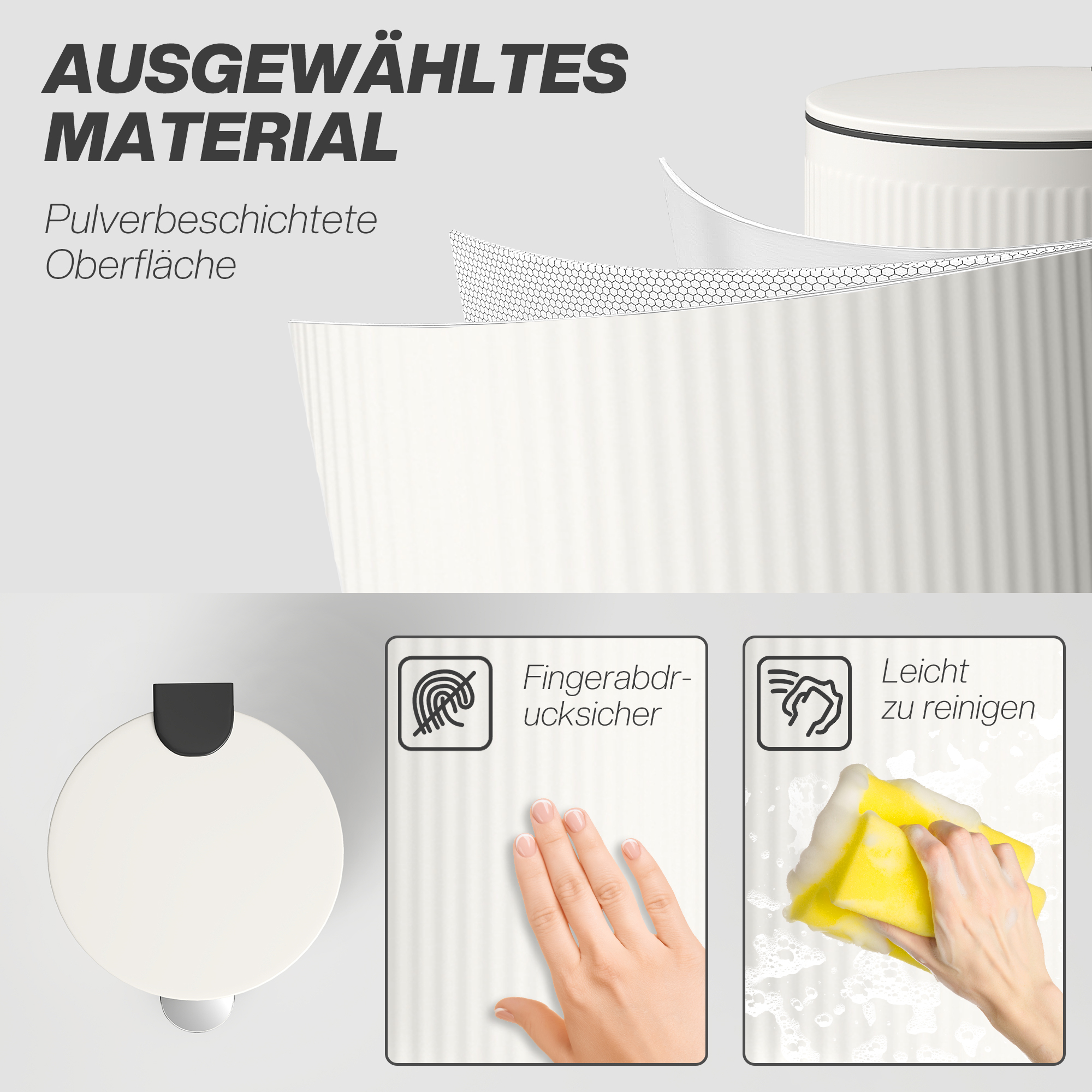 Mülleimer 30L Treteimer mit Softclose-Deckel und Pedal, Inneneimer Metall, Schwarz, 36 x 30 x 60,5 cm