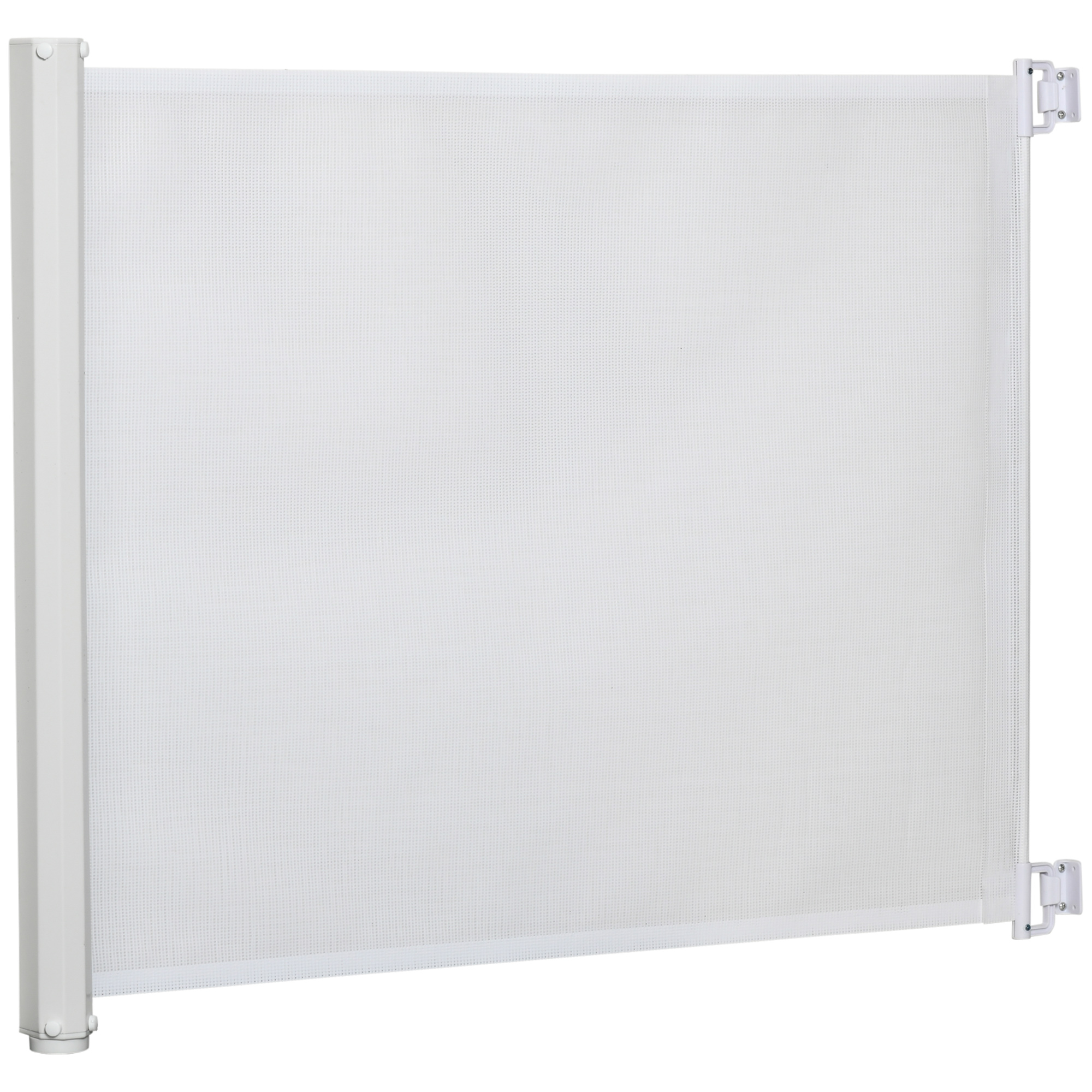 Treppenschutzgitter 115 cm Hunde Türschutzgitter Treppenschutz Sicherheitstrennwand Trennwand Türschutz ausziehbar treppenschutzrollo Rollo Einrollbar kunststoff Weiß