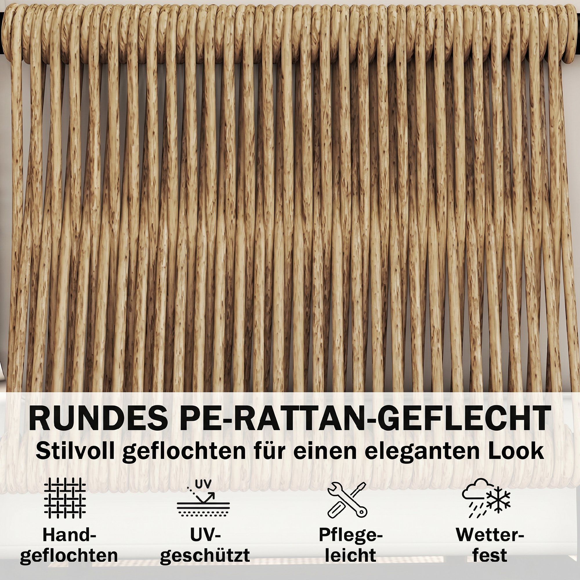 Polyrattan Gartenmöbel Set 5-teilig Lounge Set mit 3 Sessel Glastisch Hocker Breit & Tief Sitz abnehmbar Kissen