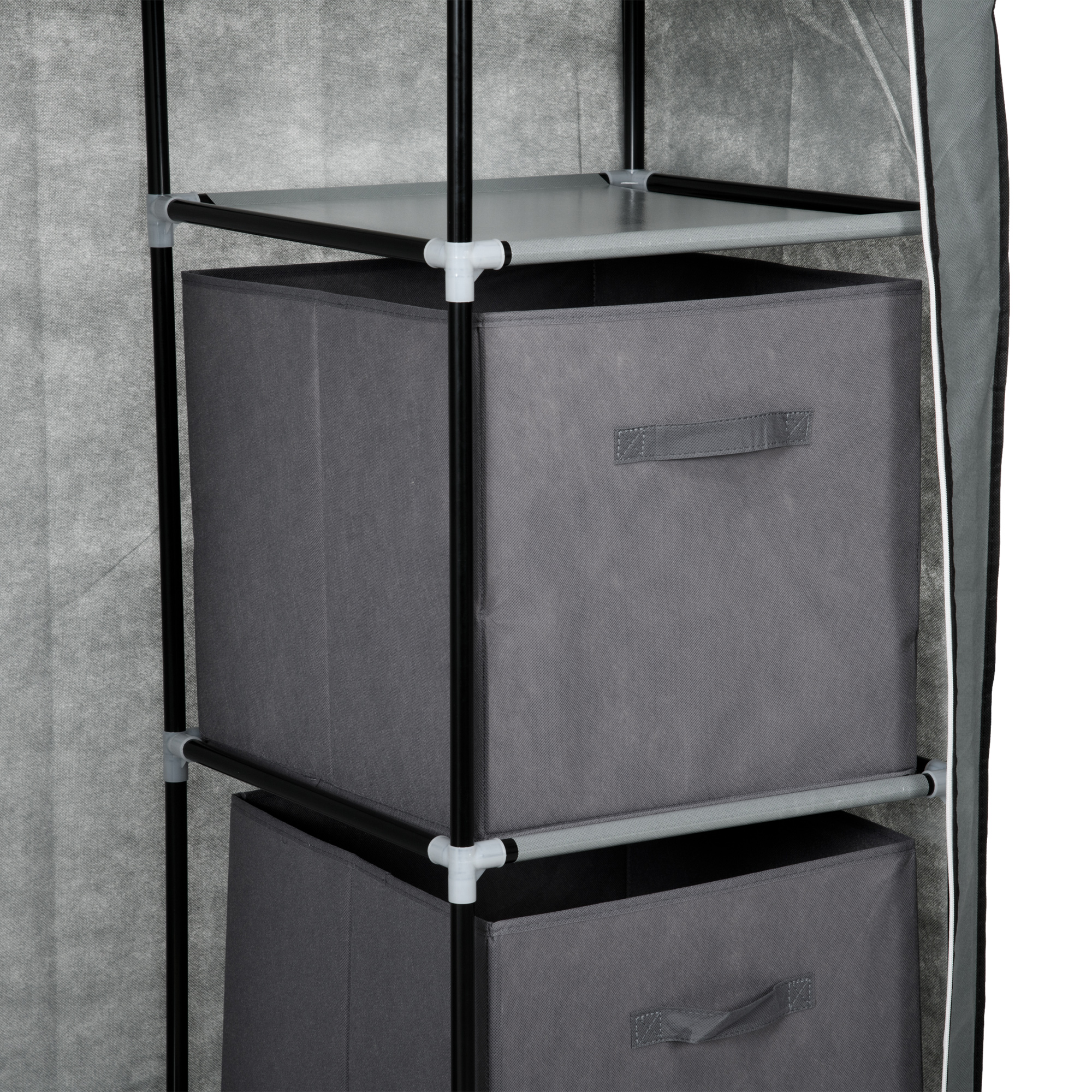 Stoffschrank Kleiderschrank faltbarer Schrank, 1 Kleiderstange, 6 Regalböden, 102 x 42.5 x 162.5 cm, Grau