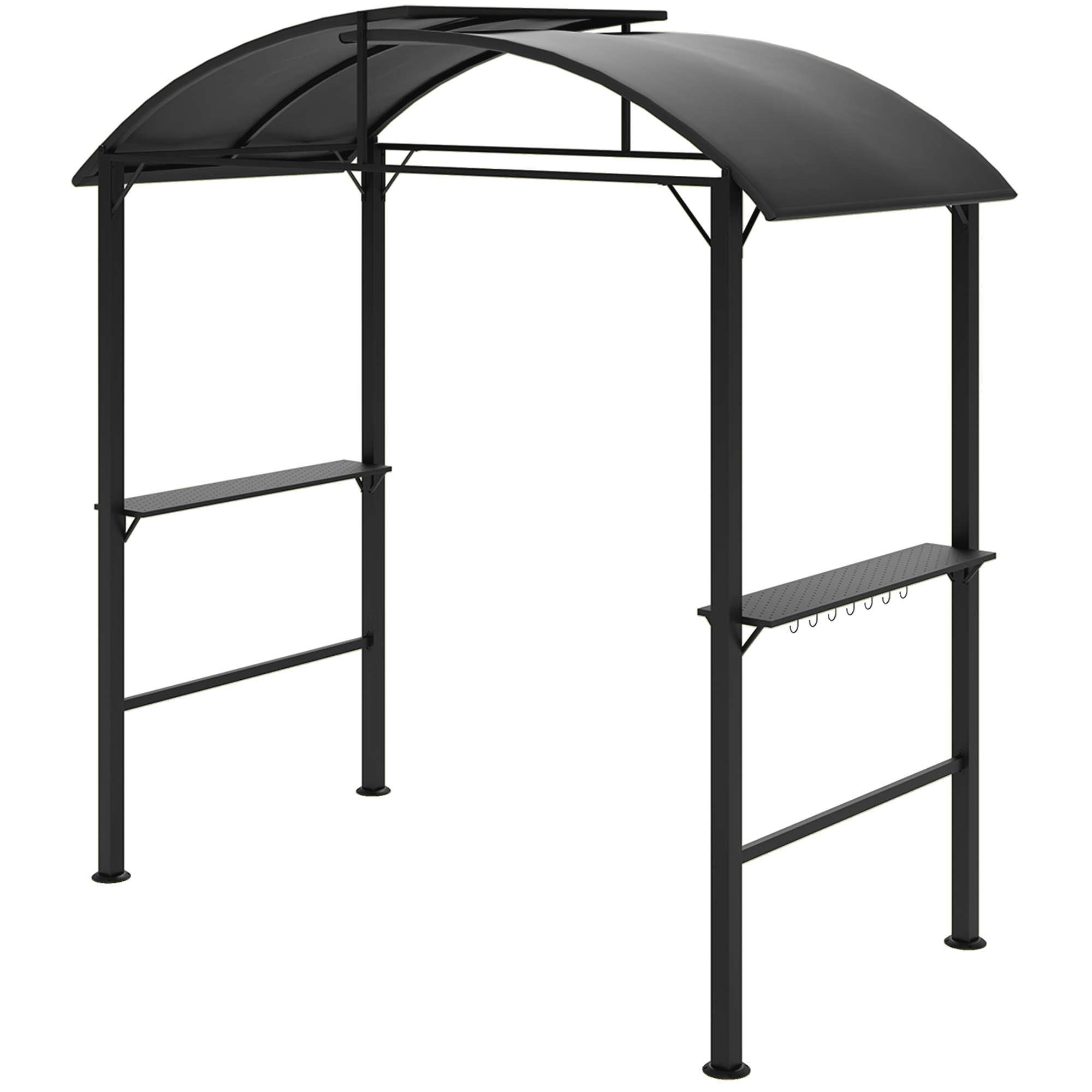 Grillpavillon, 2 Seitenablagen, Haken, Stahlrahmen, 1,1 x 2,3m, Dunkelgrau Grillpavillon, 2 Seitenablagen, Haken, Stahlrahmen, 1,1 x 2,3m, Dunkelgrau
