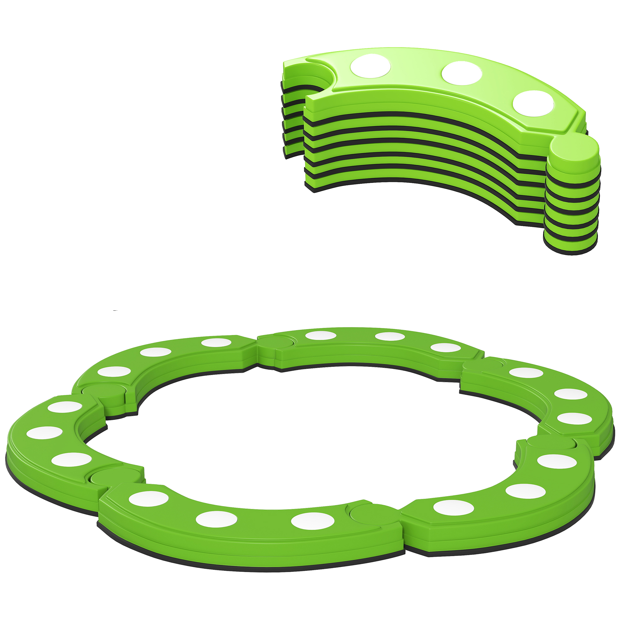 Balancebalken, 6 gebogene Segmente, sensorische Erhebungen, 50 kg Tragkraft, Grün Balancebalken, 6 gebogene Segmente, sensorische Erhebungen, 50 kg Tragkraft, Grün