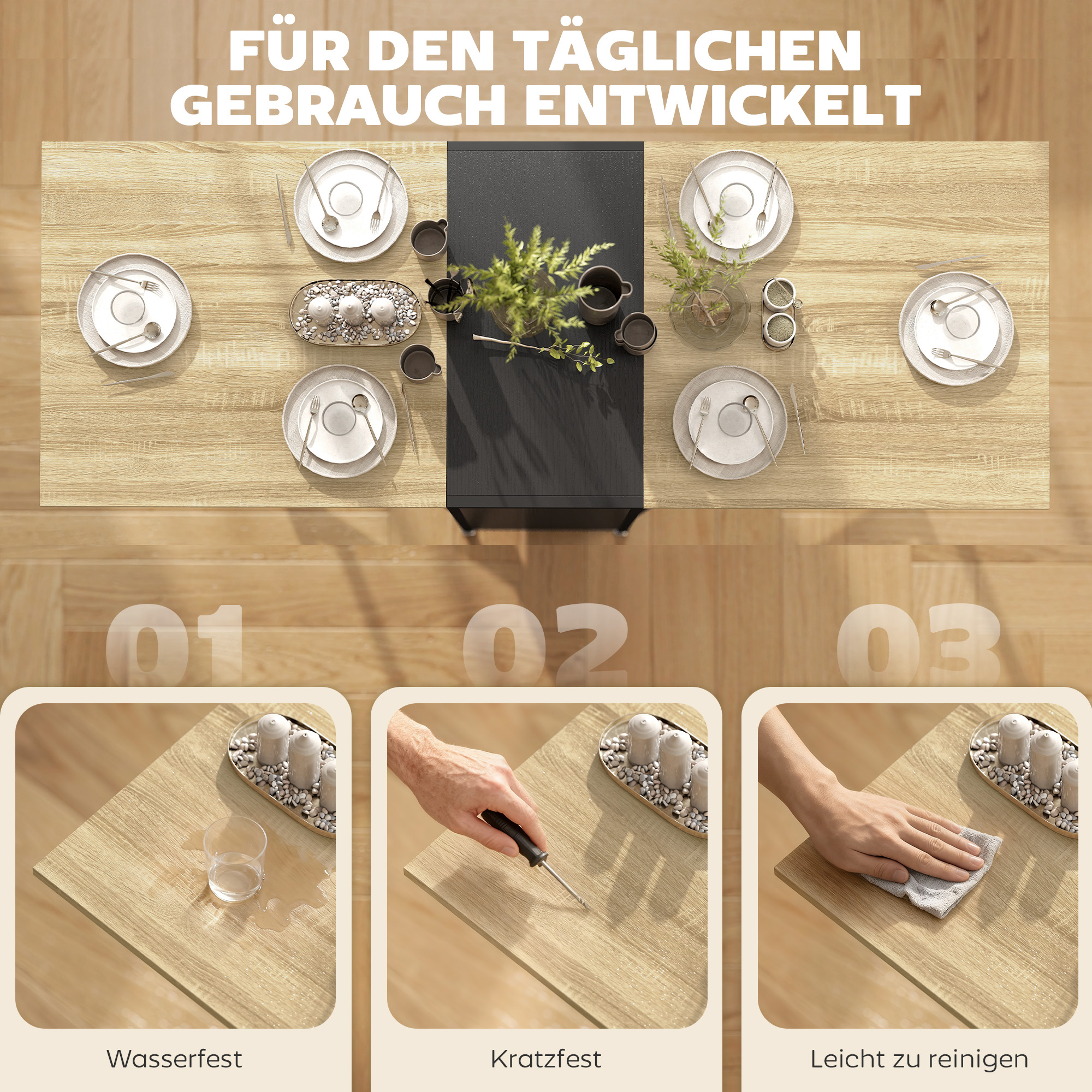 Klapptisch Esstisch Beistelltisch Eiche Metallrahmen Küche Wohnzimmer Dunkelholzfarbe+Schwarz