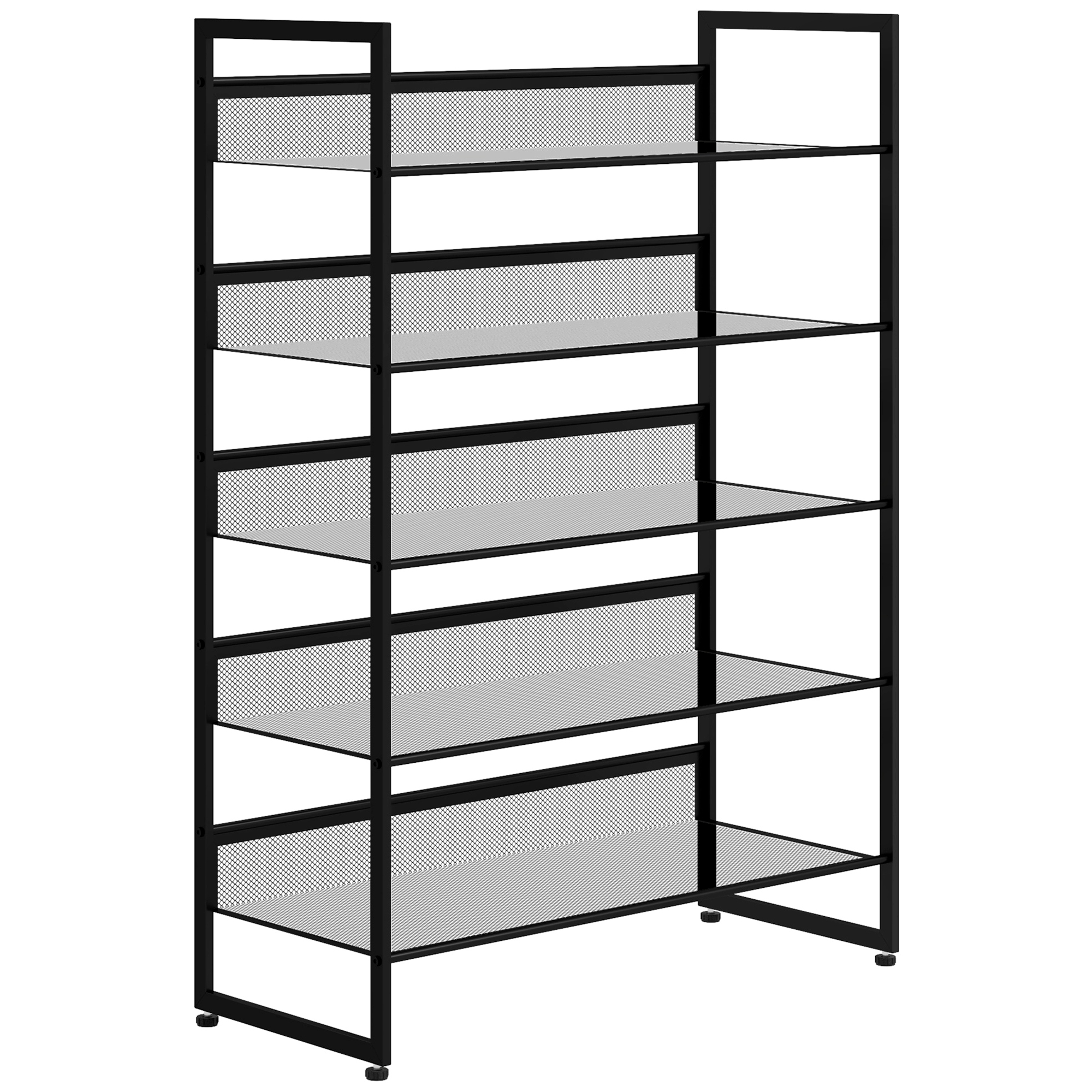 kleines Schuhregal Schuhablage Schuhständer hoch schmal, 5 Regale, 72 cm x 30 cm x 102 cm, Schwarz kleines Schuhregal Schuhablage Schuhständer hoch schmal, 5 Regale, 72 cm x 30 cm x 102 cm, Schwarz