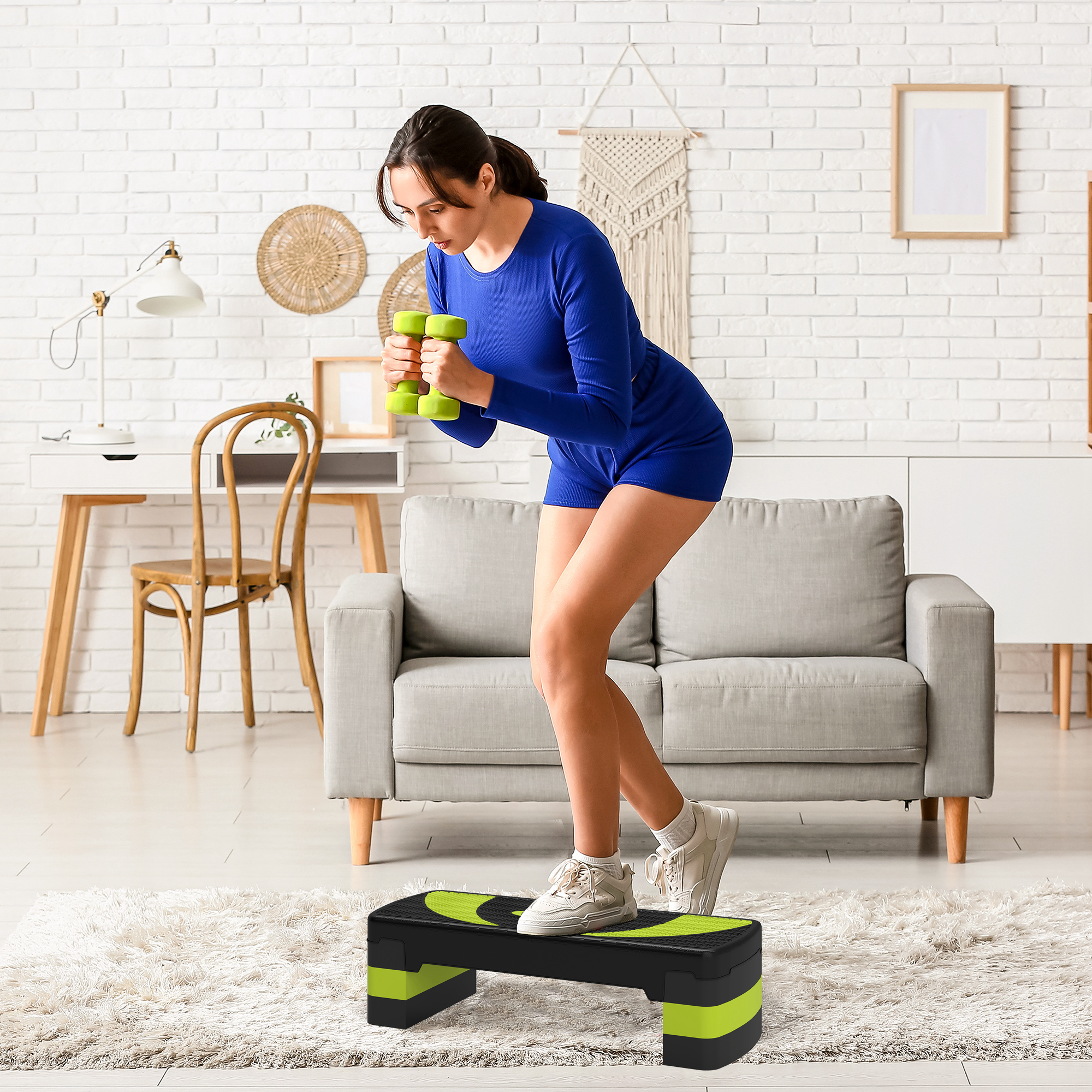 Aerobic-Stepper, höhenverstellbar, für Indoor und Outdoor, Belastbarkeit bis 150 kg, 80 x 31 x 10-20 cm, Grün