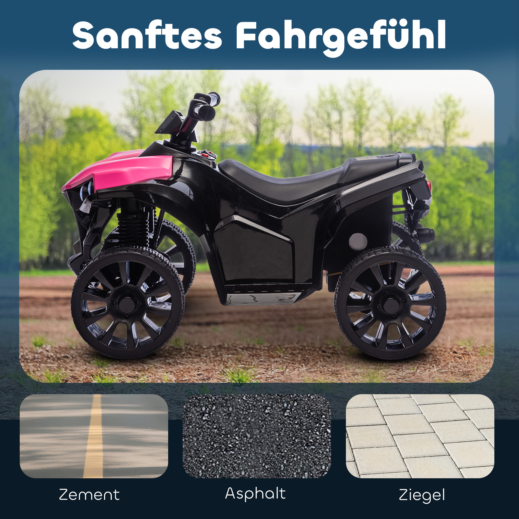 Kinder Quad Elektro 6V Kinderquad mit Vorwärts-, Rückwärtsfunktion, Musik, LED-Scheinwerfer Rosa