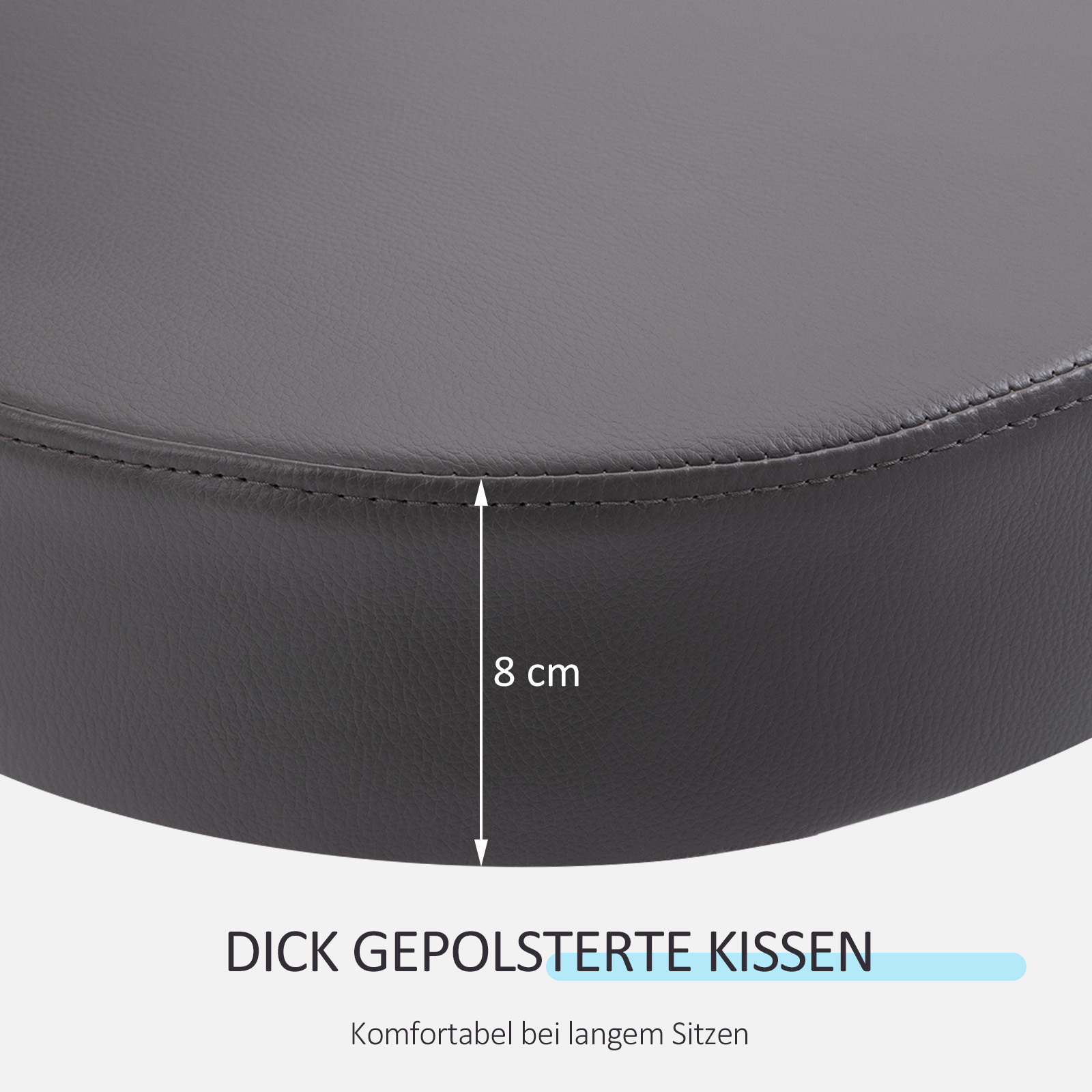 Salonhocker, höhenverstellbar, ergonomisch, 360° drehbar, 5 Rollen, synthetischer Bezug, Grau