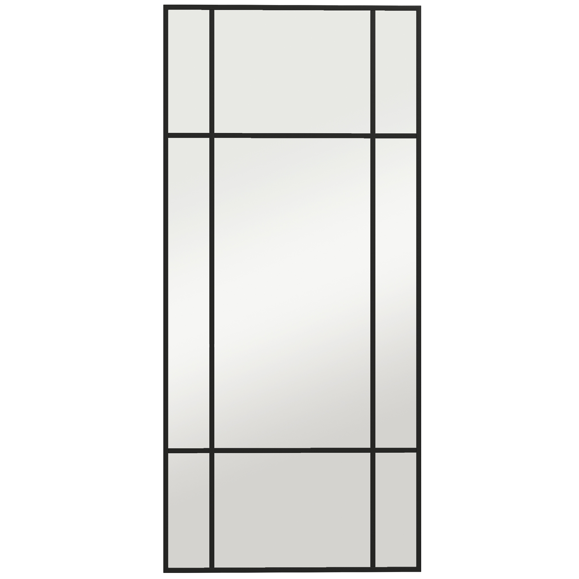 Wandspiegel, dekorativer Spiegel mit Metallrahmen, schwarze Streifen, Mehrschichtglas, 50B x 2T x 110H cm