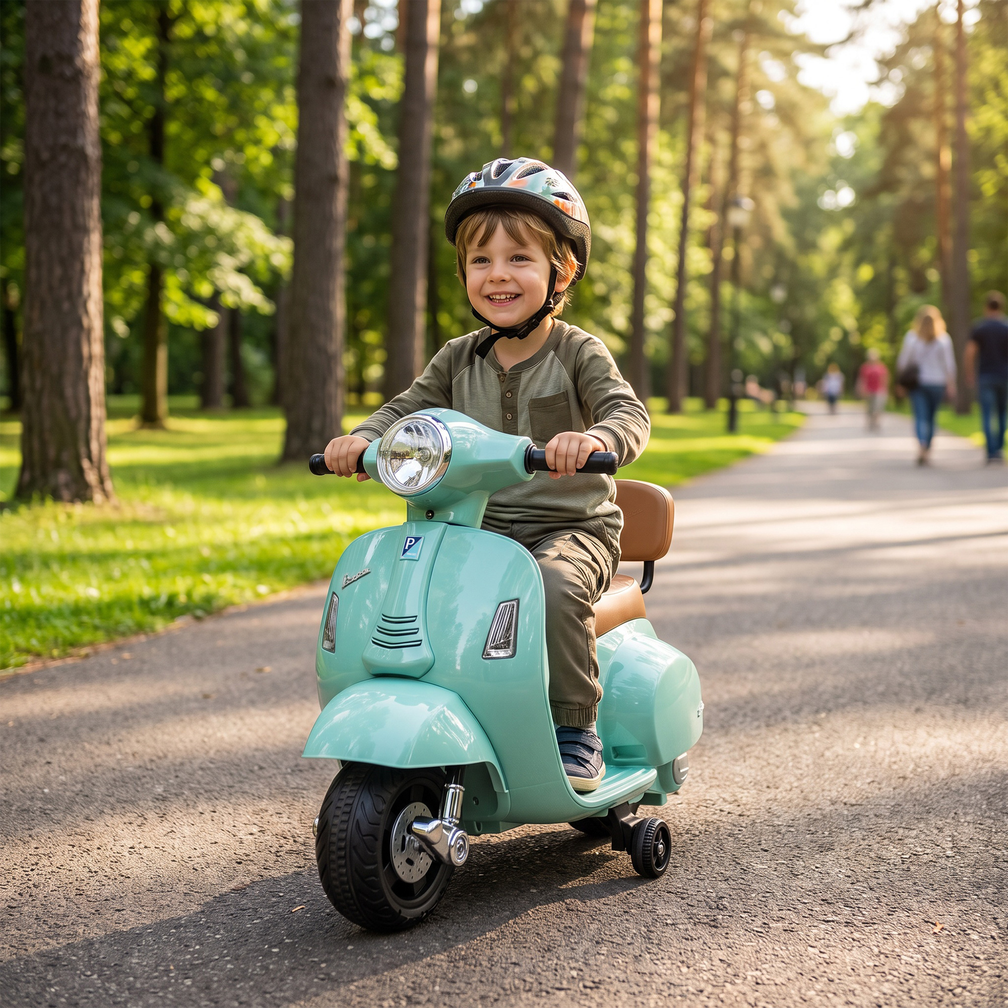Elektro Motorrad Kinder Mini Vespa GTS 6V Elektromotorrad mit Lithium-Akku Ergonomischer Sitz Rückenlehne 1,5-3 Jahren