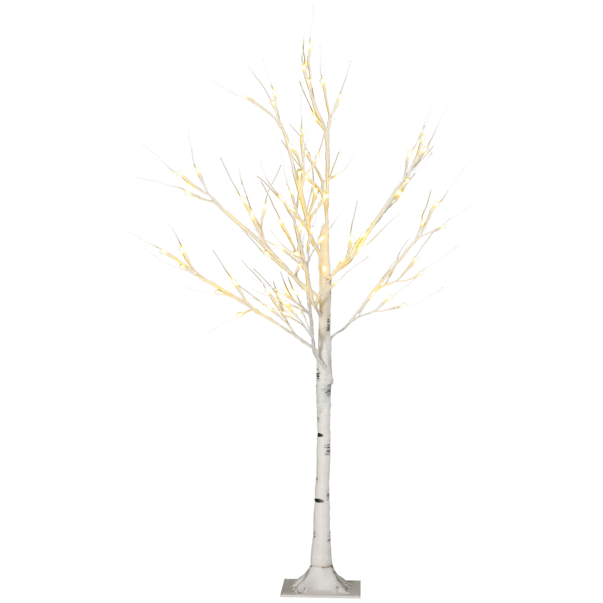 Kunstbaum, Kunstbirke, mit LED-Beleuchtung, warmweiß, realistische, weiße Rinde, 17L x 17B x 120H cm