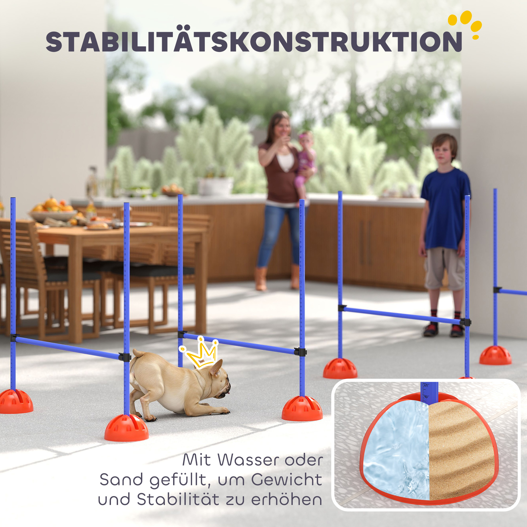 4-teiliges Hunde-Agility-Set mit 4 Hürden und Tragetasche für das Sprungtraining, Blau