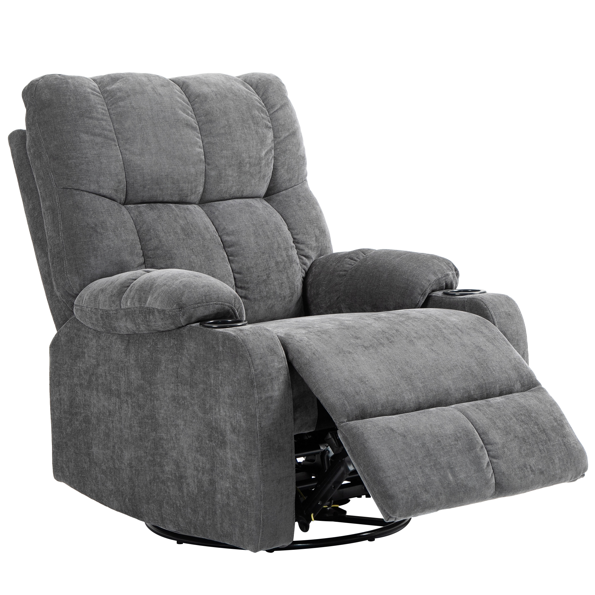 Relaxsessel mit Fußstütze, Liegesessel, drehbar, bis 150 kg, Stahlrahmen, 88x96x108cm, Dunkelgrau