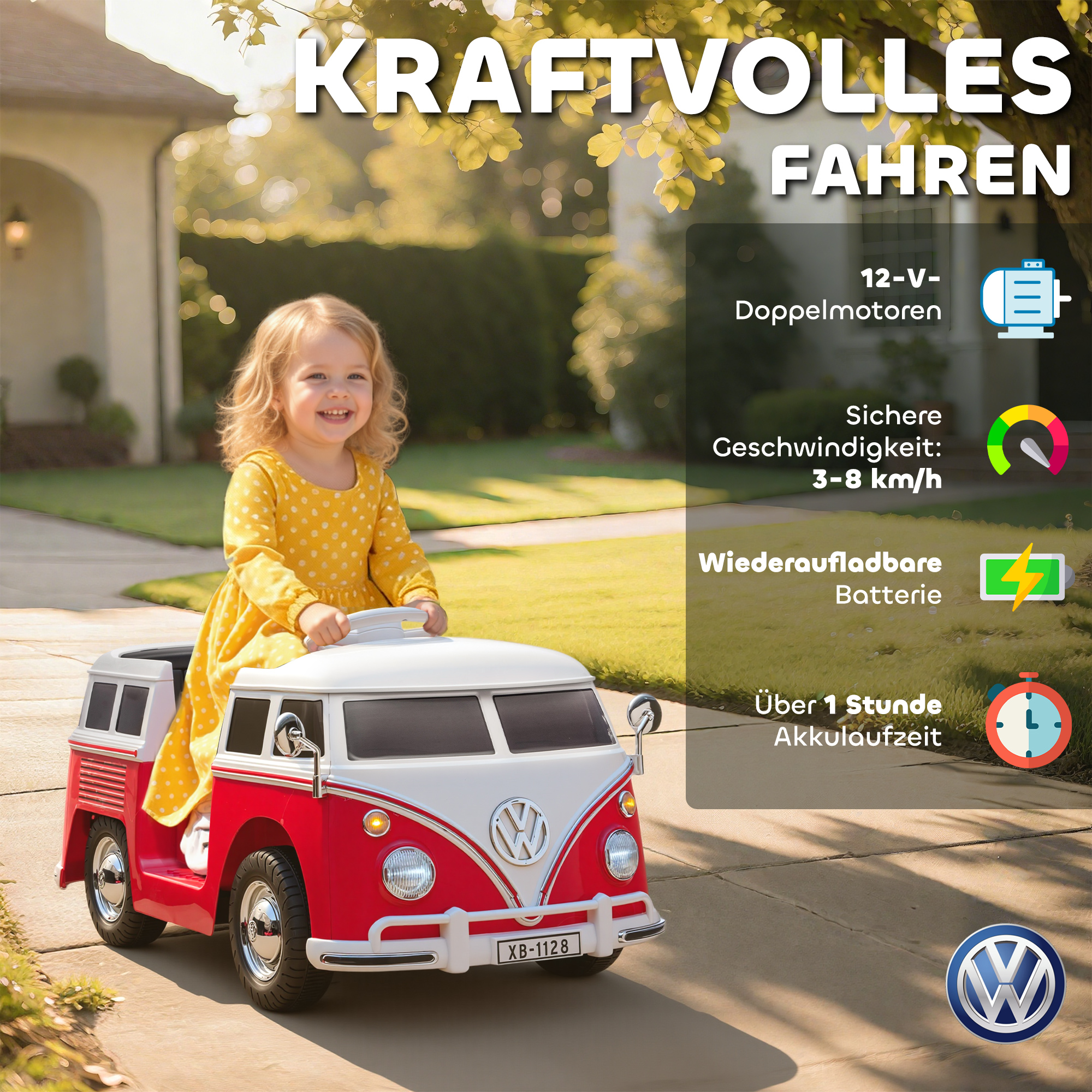 Kinder Elektroauto, 12V Kinderfahrzeug mit MP3, Doppelmotor, Elektrofahrzeug mit Hupe, Sanftanlauf, 89x49x41,5 cm, Rot