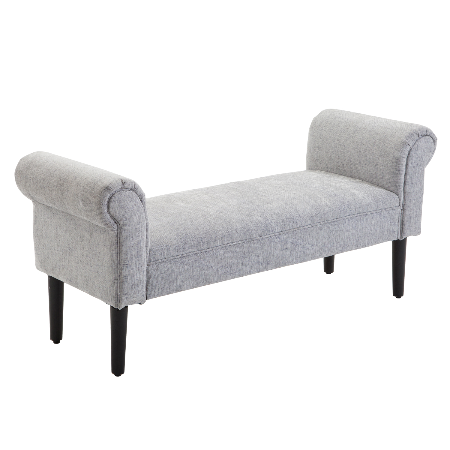 Polsterbank Sitzbank Lounge Sitzhocker Flurbank Bettbank elegant mit gerollten Seiten Leinenstoff Schaumstoff Polyester Hellgrau 132 x 45,5 x 58 cm Polsterbank Sitzbank Lounge Sitzhocker Flurbank Bettbank elegant mit gerollten Seiten Leinenstoff Schaumstoff Polyester Hellgrau 132 x 45,5 x 58 cm
