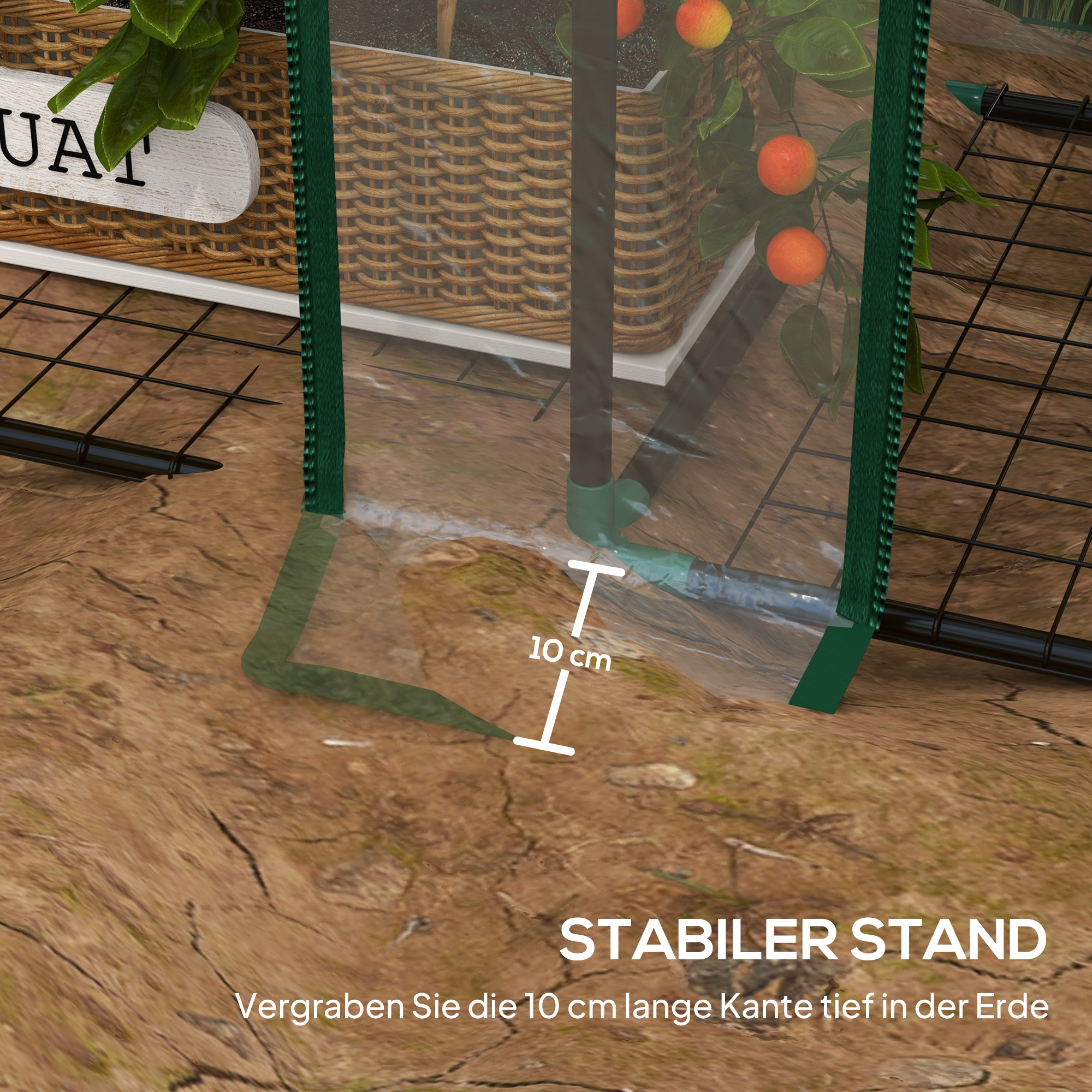 Mini-Gewächshaus, 3 Etagen, 6 Drahtregale, 2 Öffnungen, Kunststoff-Plane, Transparent