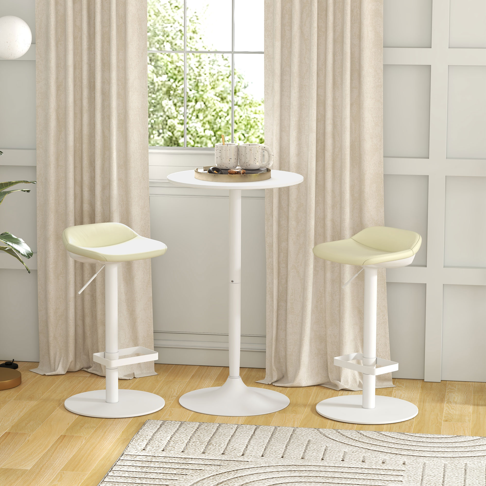 Bartisch Stehtisch, Tisch für 2 Personen, 60 x 60 x 102 cm, Weiß