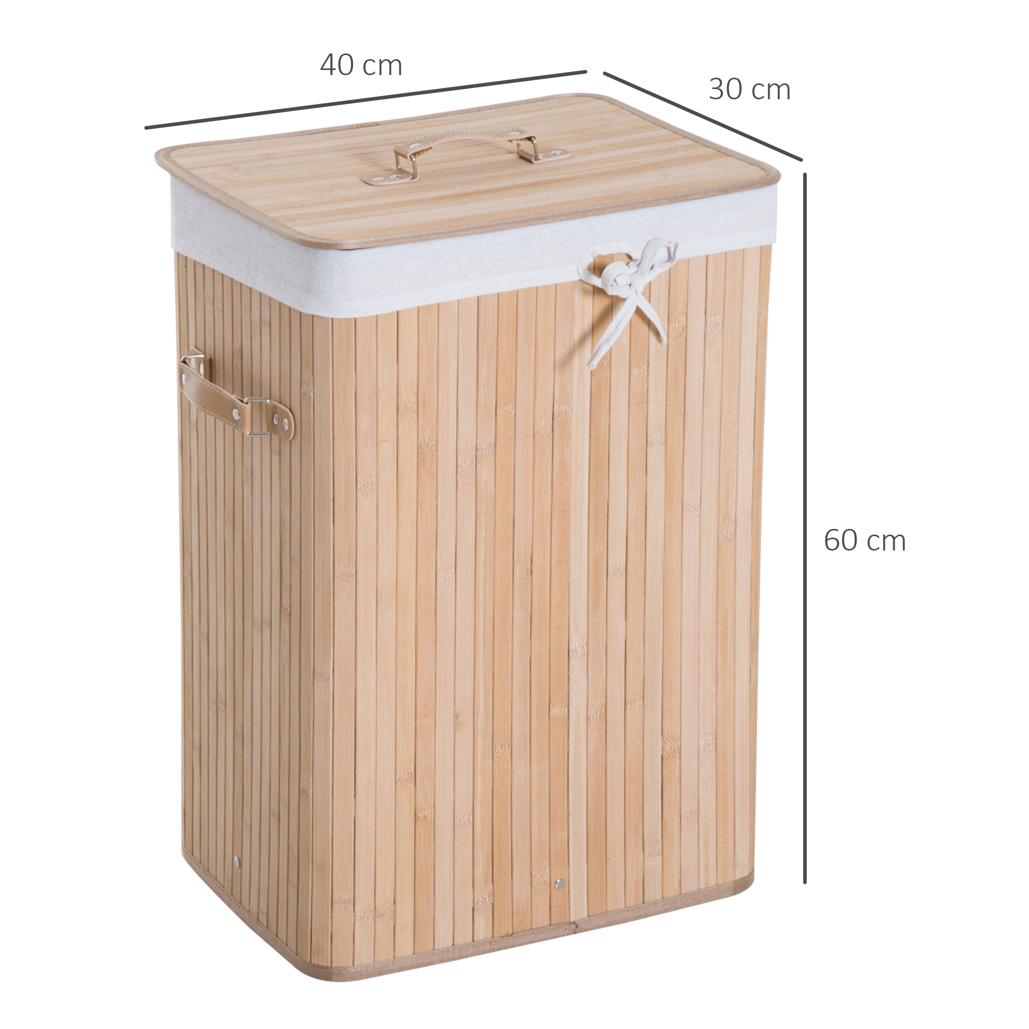 Wäschekorb schmal mit Deckel 72L Wäschesammler mit Griff, herausnehmbarer Wäschesack, Wäschebox für Waschküche Schlafzimmer Badezimmer, Natur