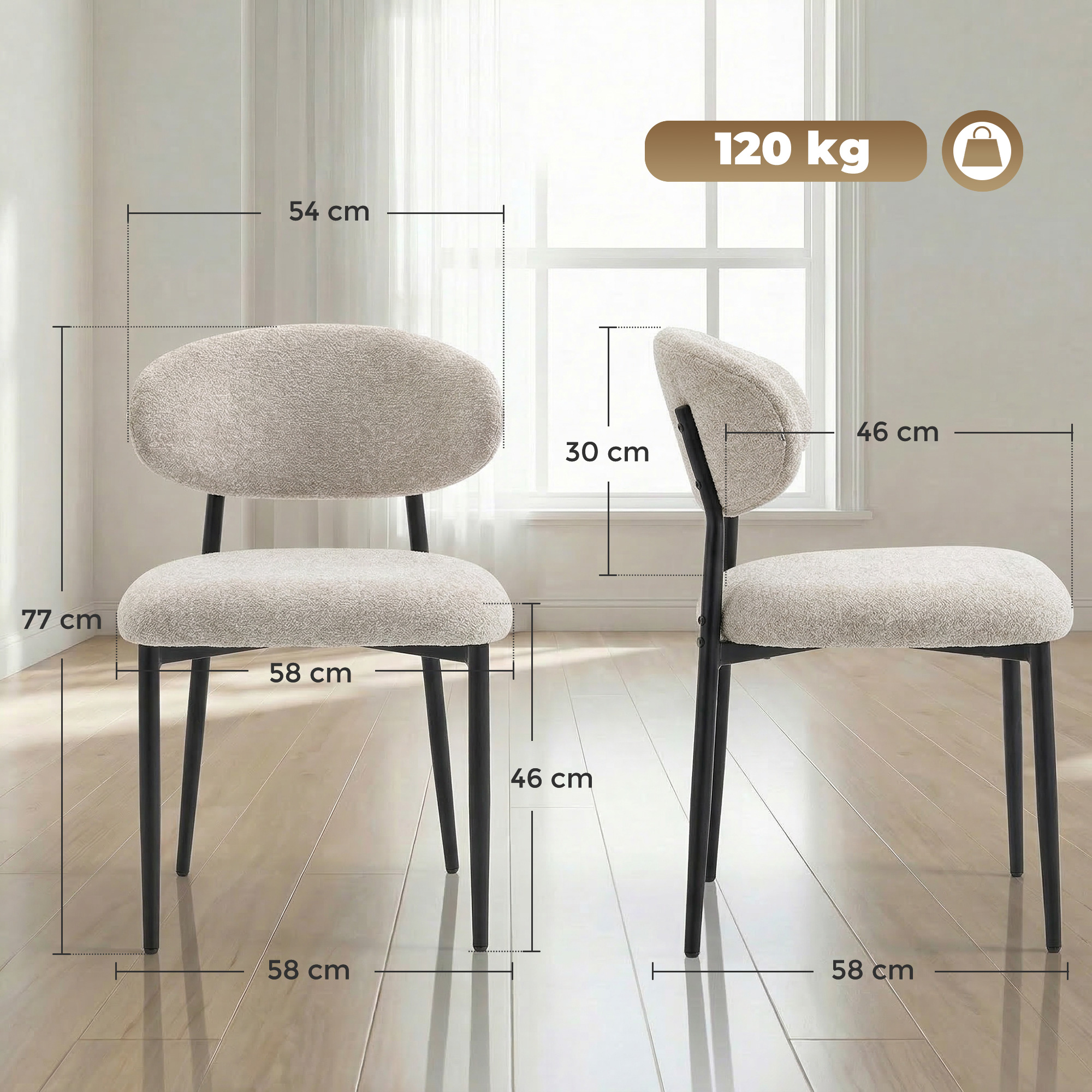 Esszimmerstühle Gepolstert Küchenstühle mit Stahlbeinen Beige